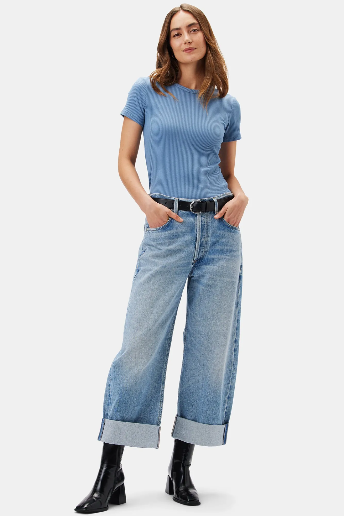 Amour Vert Citizens of Humanity Ayla Baggy Cuffed Crop Jean- Pants|Denim