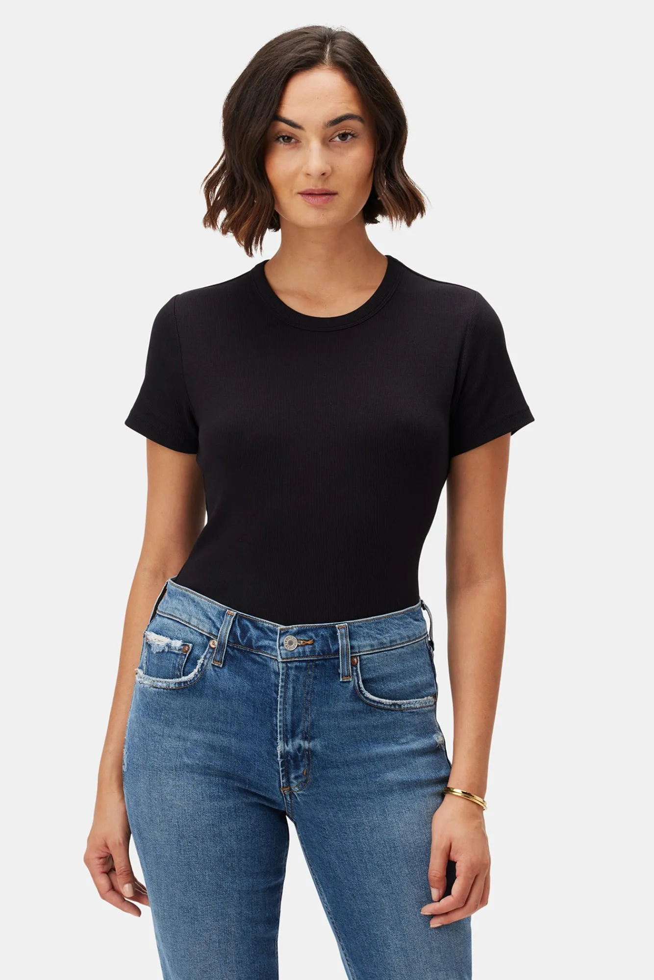 Amour Vert Eleanor Baby Rib Tee- Tops|Tees