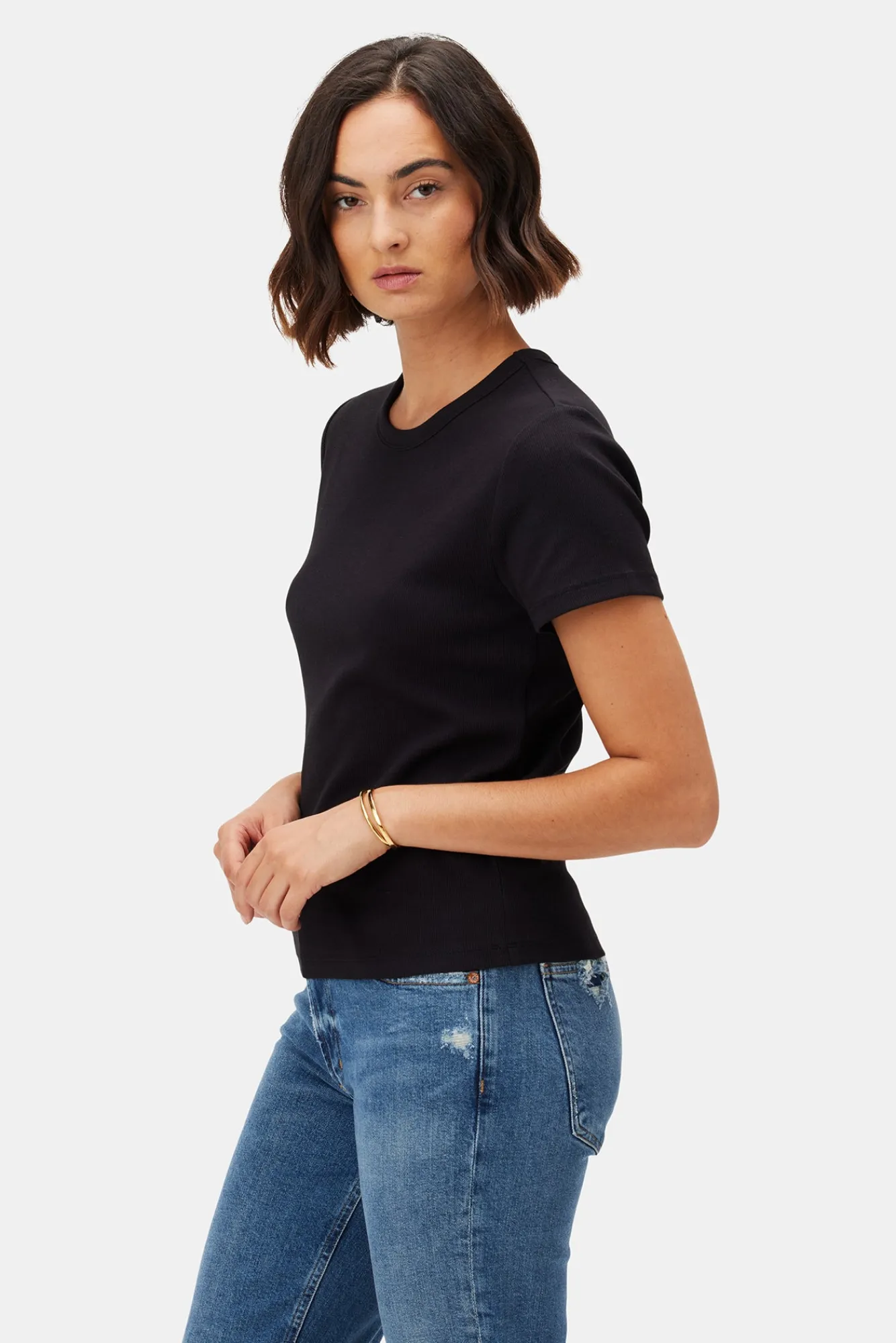 Amour Vert Eleanor Baby Rib Tee- Tops|Tees