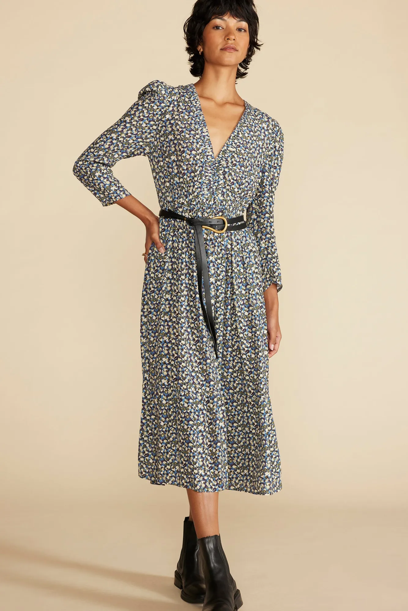 Amour Vert Danielle Puff Sleeve Dress- Dresses