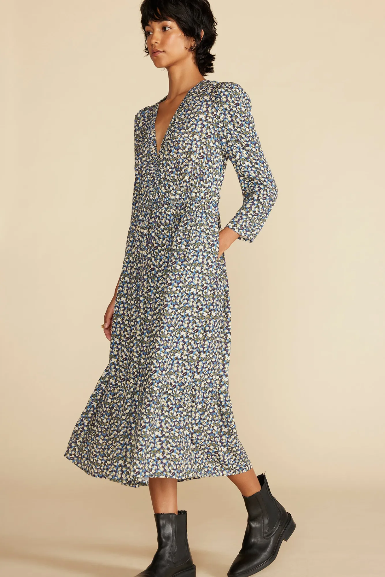 Amour Vert Danielle Puff Sleeve Dress- Dresses