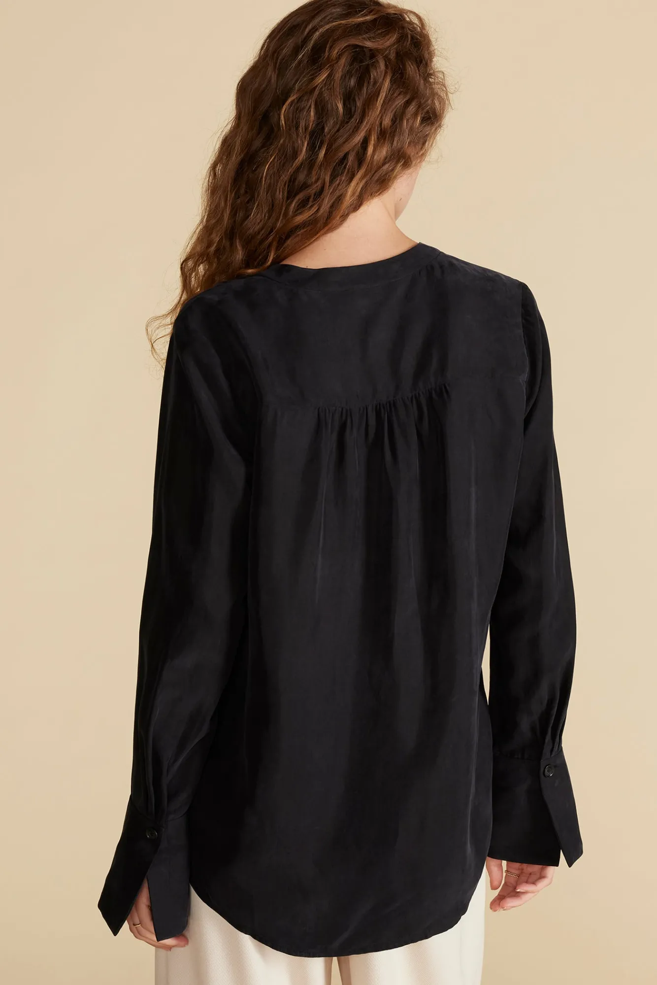 Amour Vert Dree Cupro V Neck Blouse- Blouses & Shirts|Tops