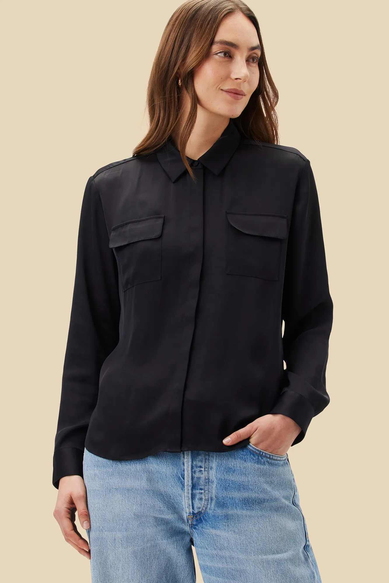 Amour Vert Bixby Pocket Blouse- Blouses & Shirts|Tops