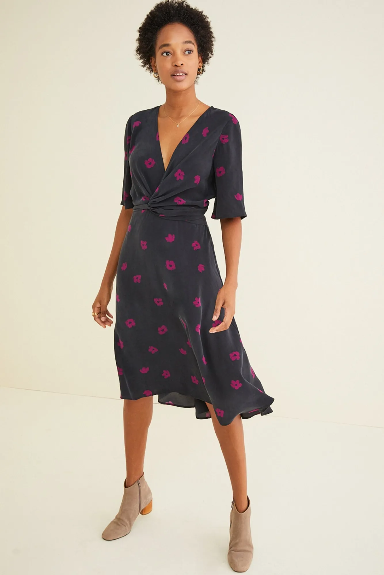 Amour Vert Joselle Silk Dress- Dresses|Clearance