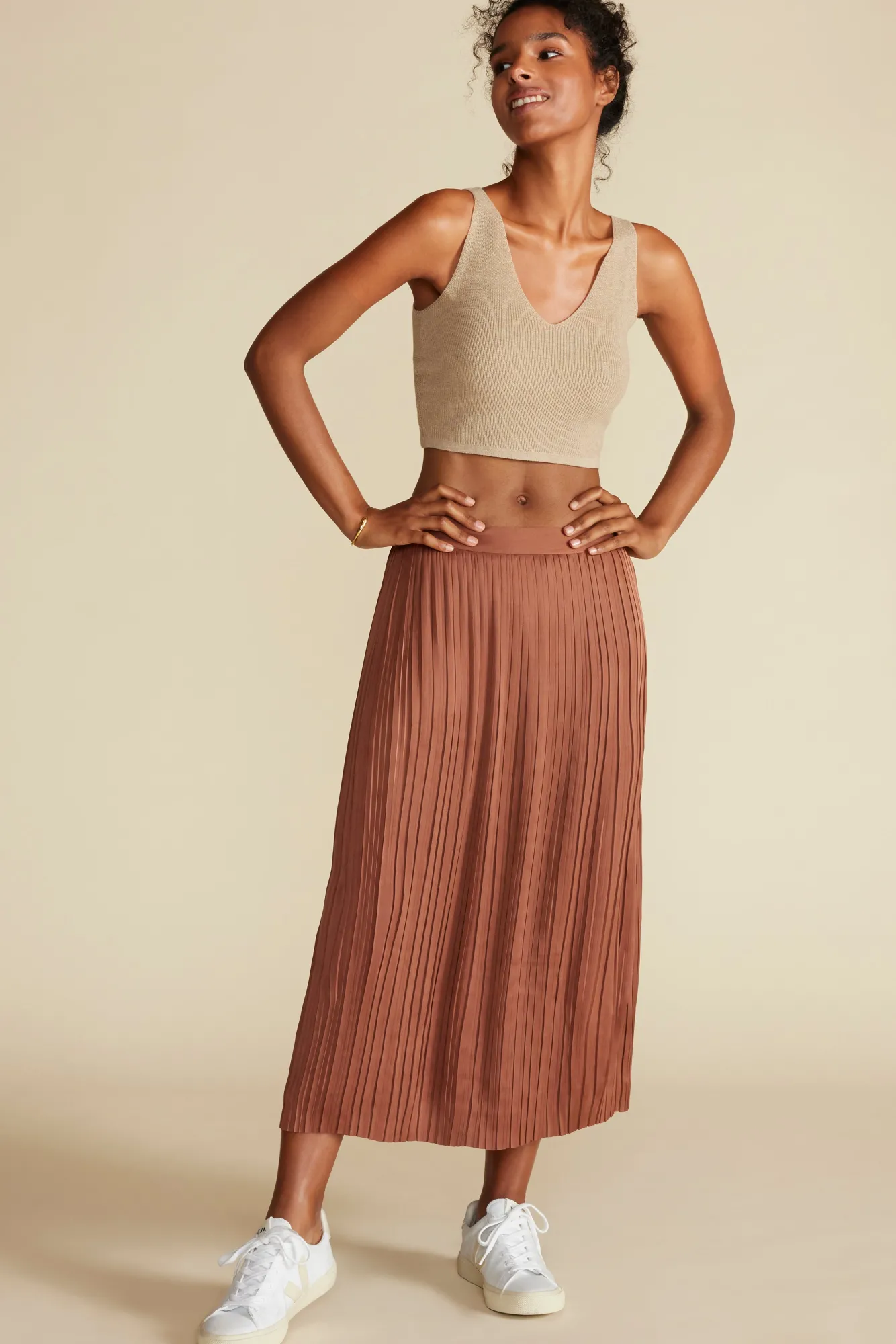 Amour Vert Blaze Pleated Recycled Sateen Skirt- Skirts|Clearance