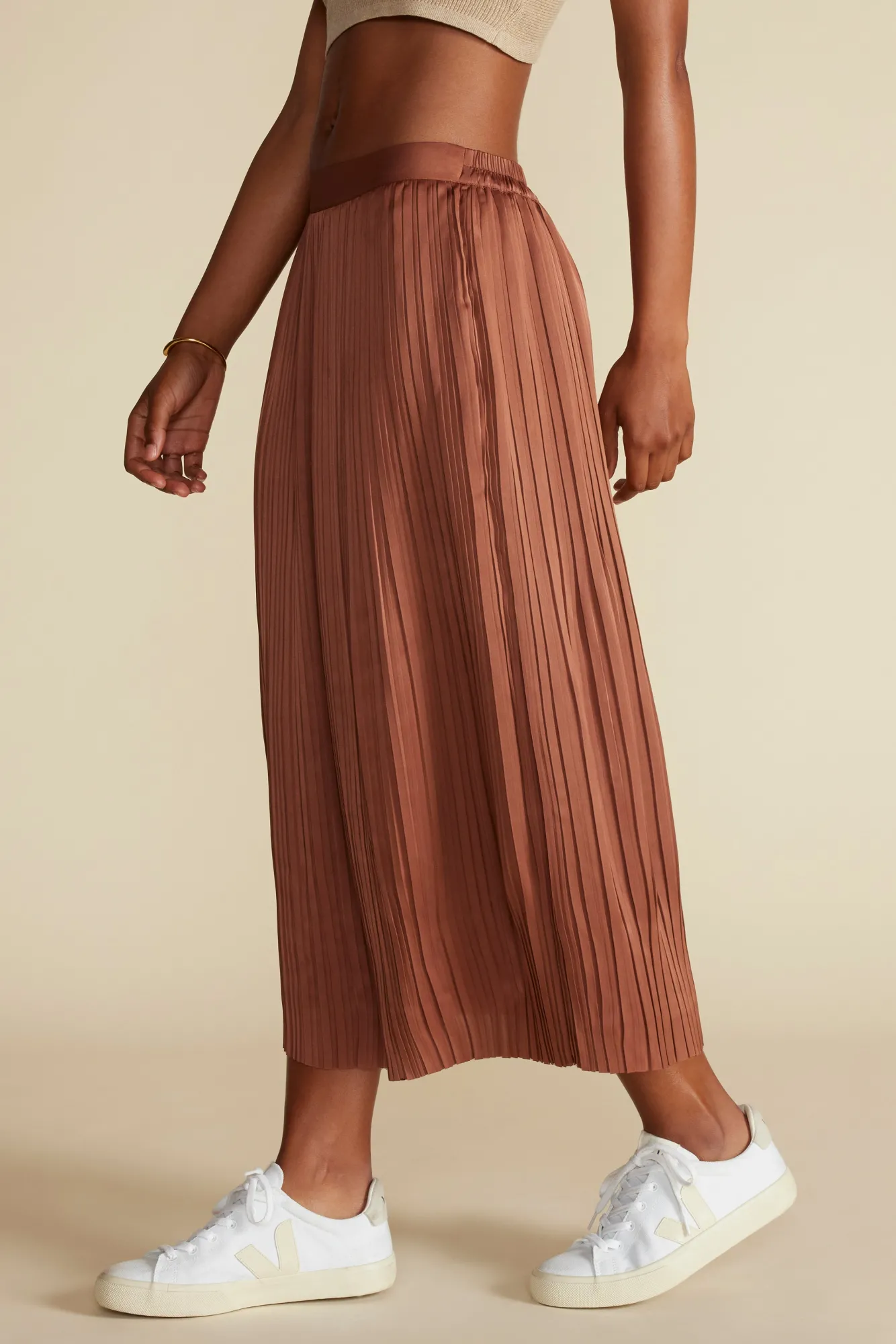 Amour Vert Blaze Pleated Recycled Sateen Skirt- Skirts|Clearance