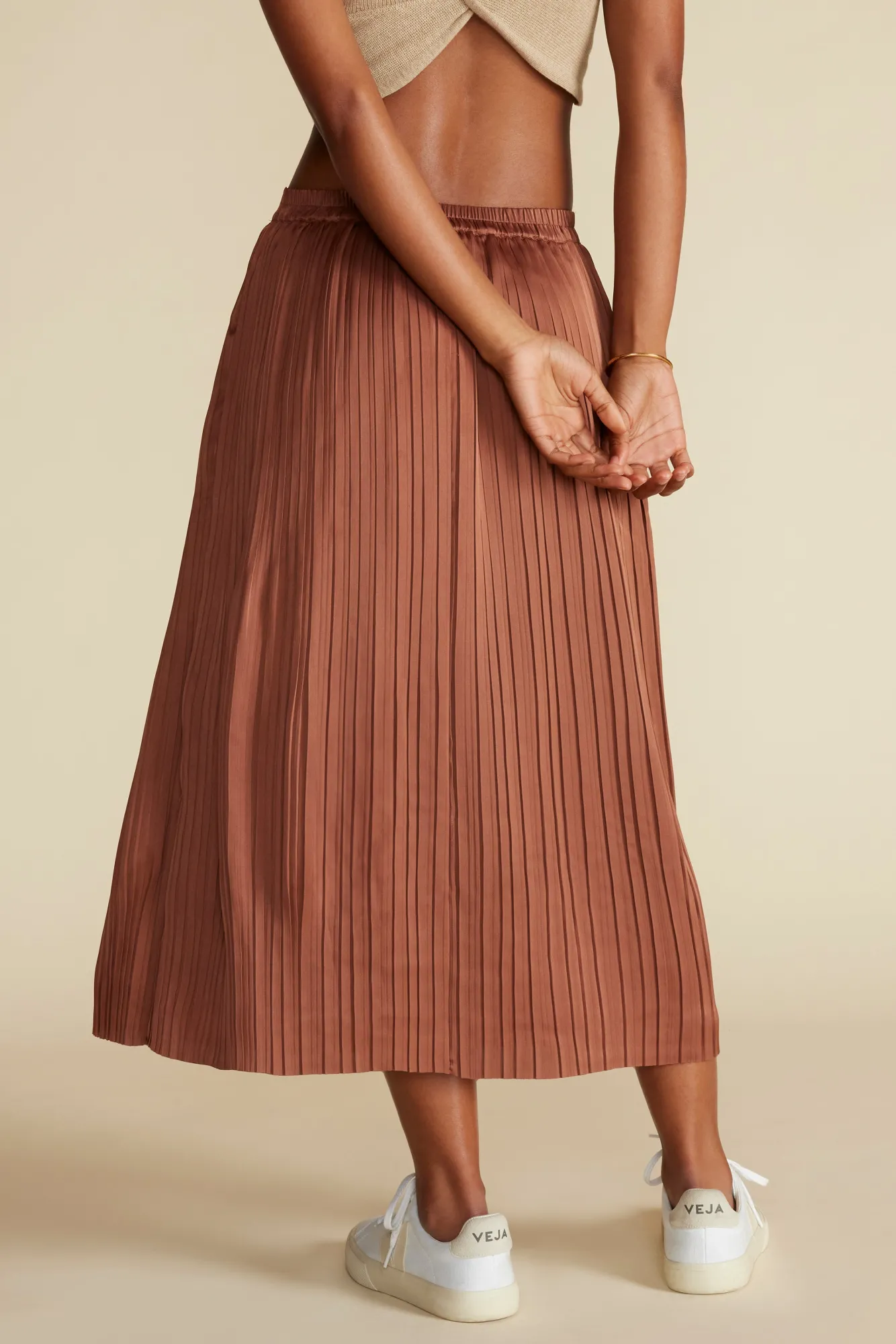 Amour Vert Blaze Pleated Recycled Sateen Skirt- Skirts|Clearance