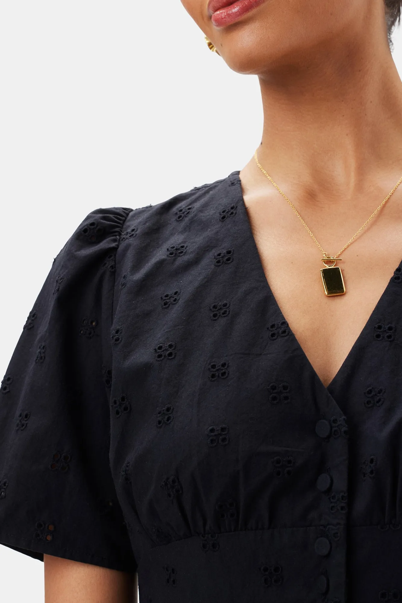 Amour Vert Violette Organic Cotton Eyelet Dress- Dresses|Clearance