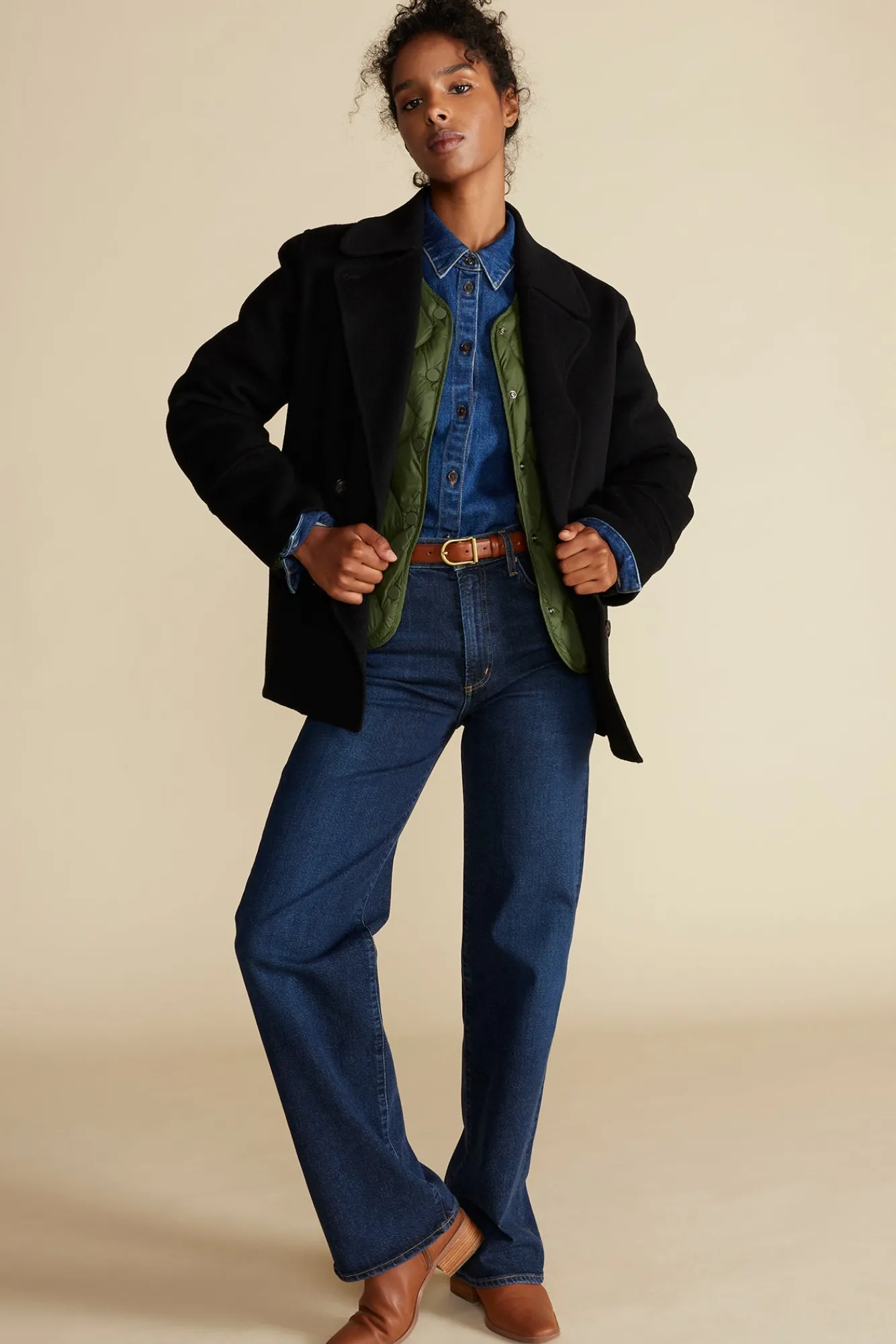 Amour Vert Marcel Wool Pea Coat- Jackets & Outerwear|Clearance