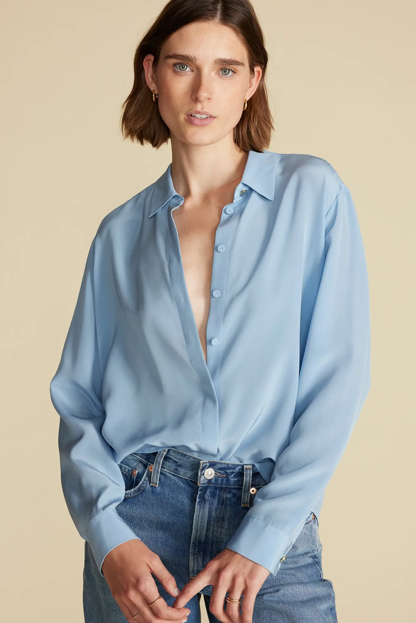 Amour Vert Bixby Washable Silk Blouse- Tops|Blouses & Shirts