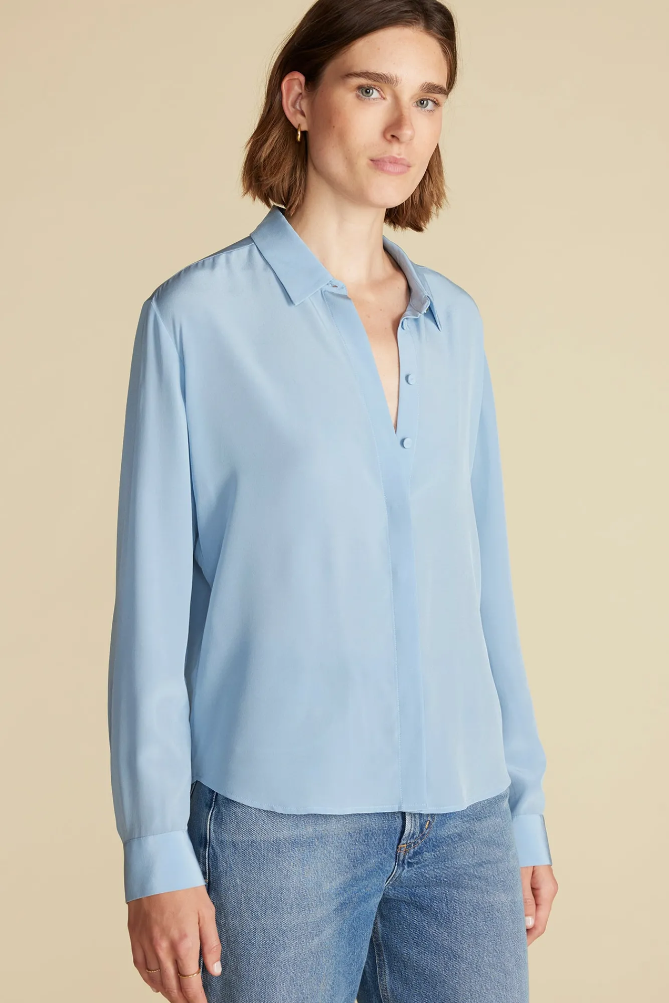 Amour Vert Bixby Washable Silk Blouse- Tops|Blouses & Shirts