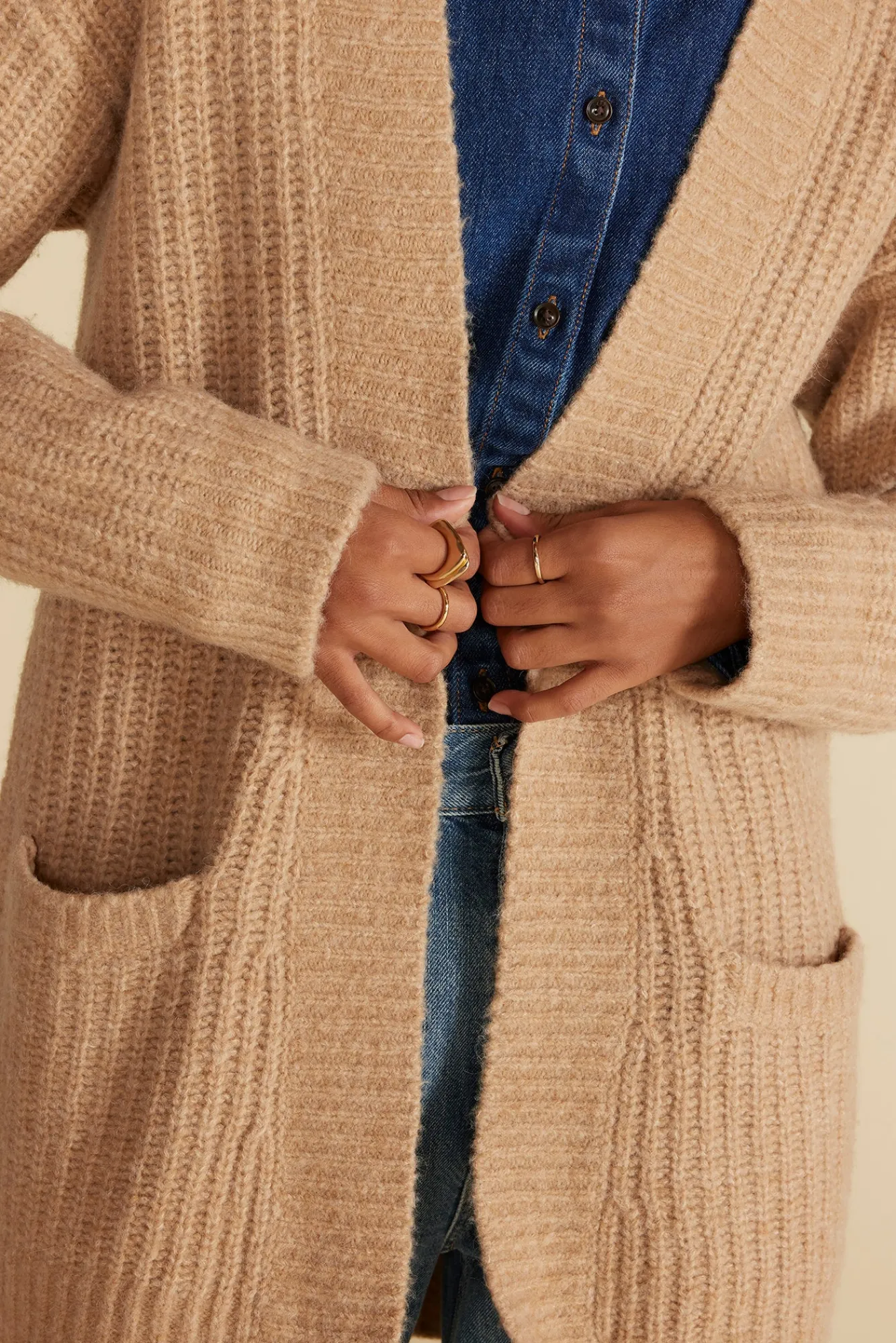 Amour Vert Jeune Relaxed Open Front Cardigan- Sweaters & Cardigans|Clearance