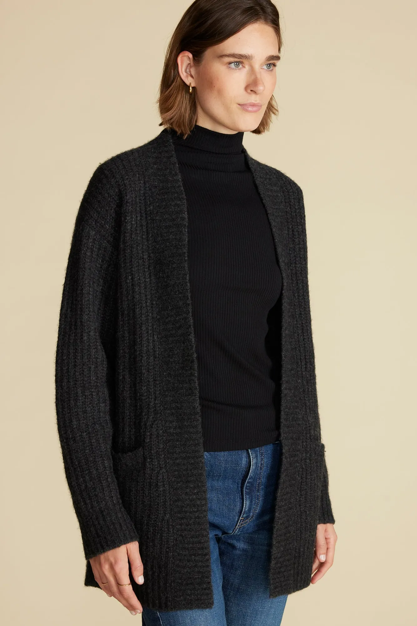 Amour Vert Jeune Relaxed Open Front Cardigan- Sweaters & Cardigans|Clearance