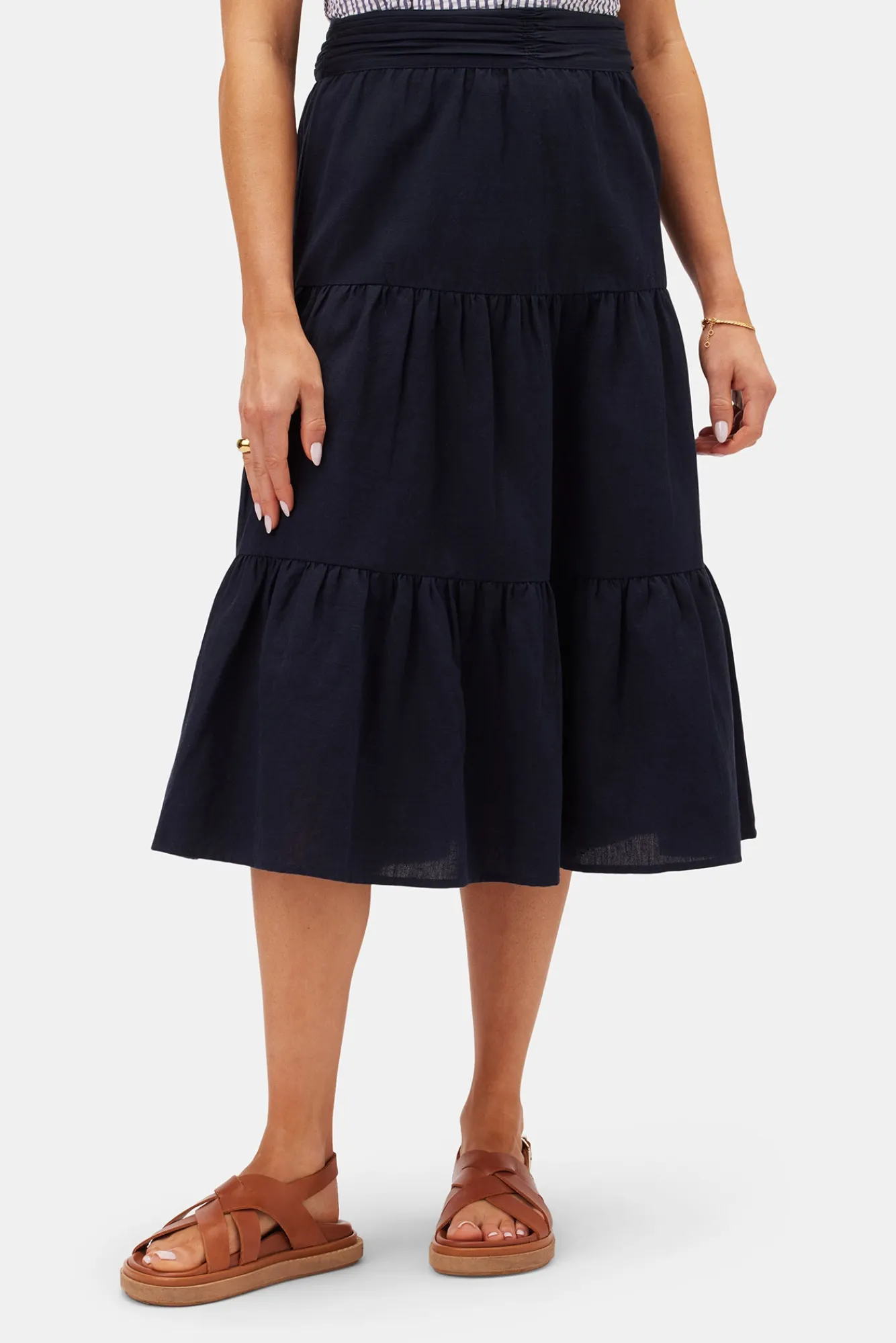 Amour Vert Silas Cotton Linen Skirt- Skirts|Clearance