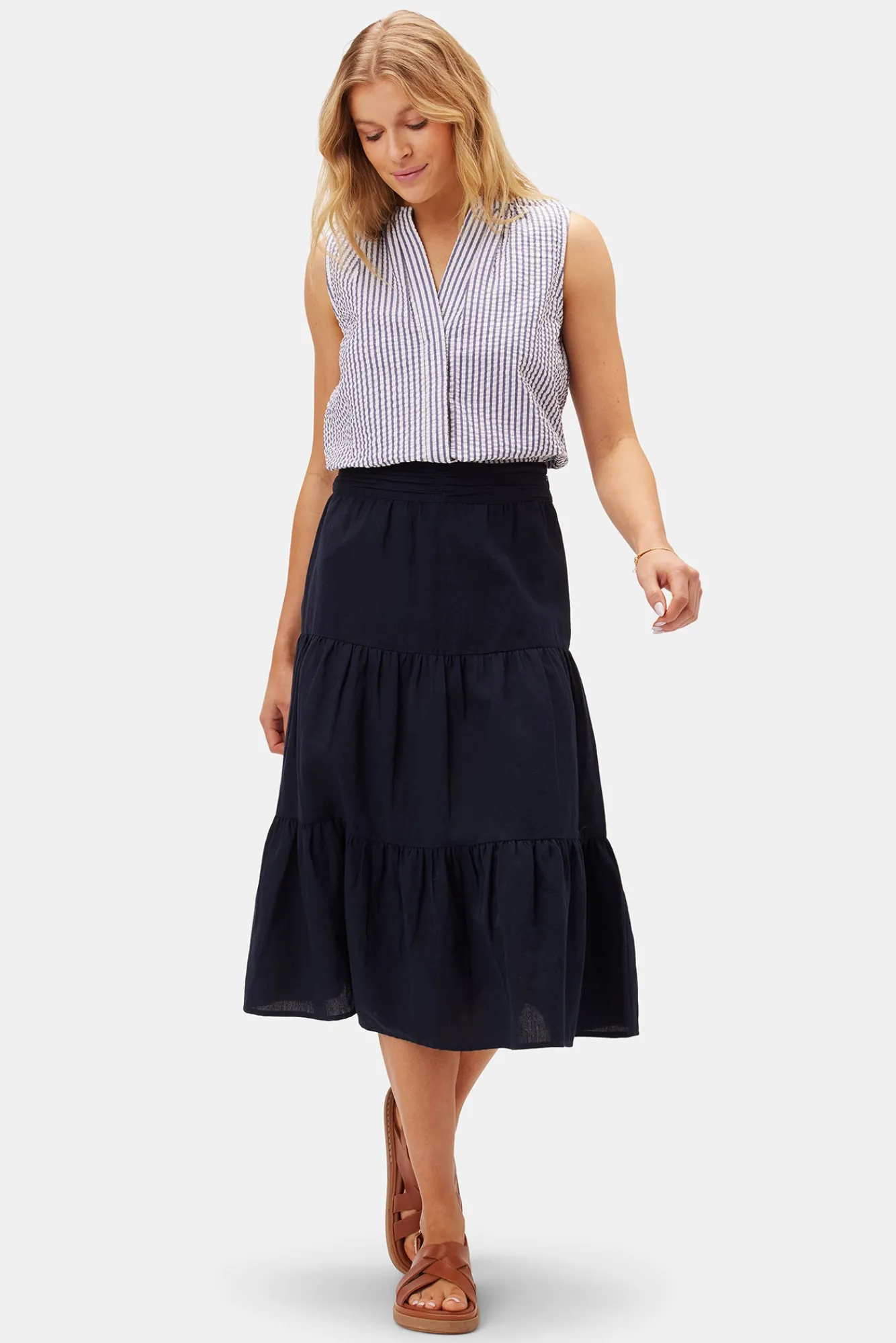 Amour Vert Silas Cotton Linen Skirt- Skirts|Clearance