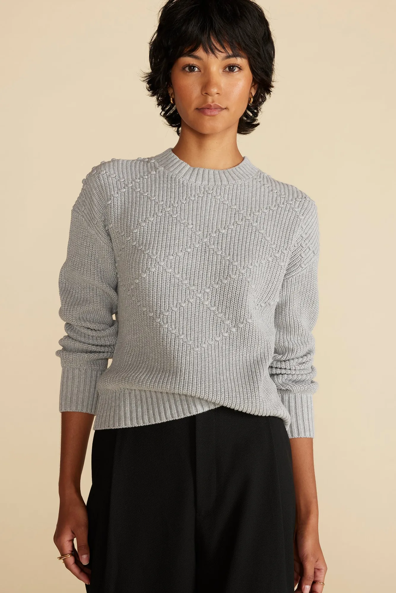 Amour Vert Madella Pom Pom Organic Cotton Sweater- Sweaters & Cardigans