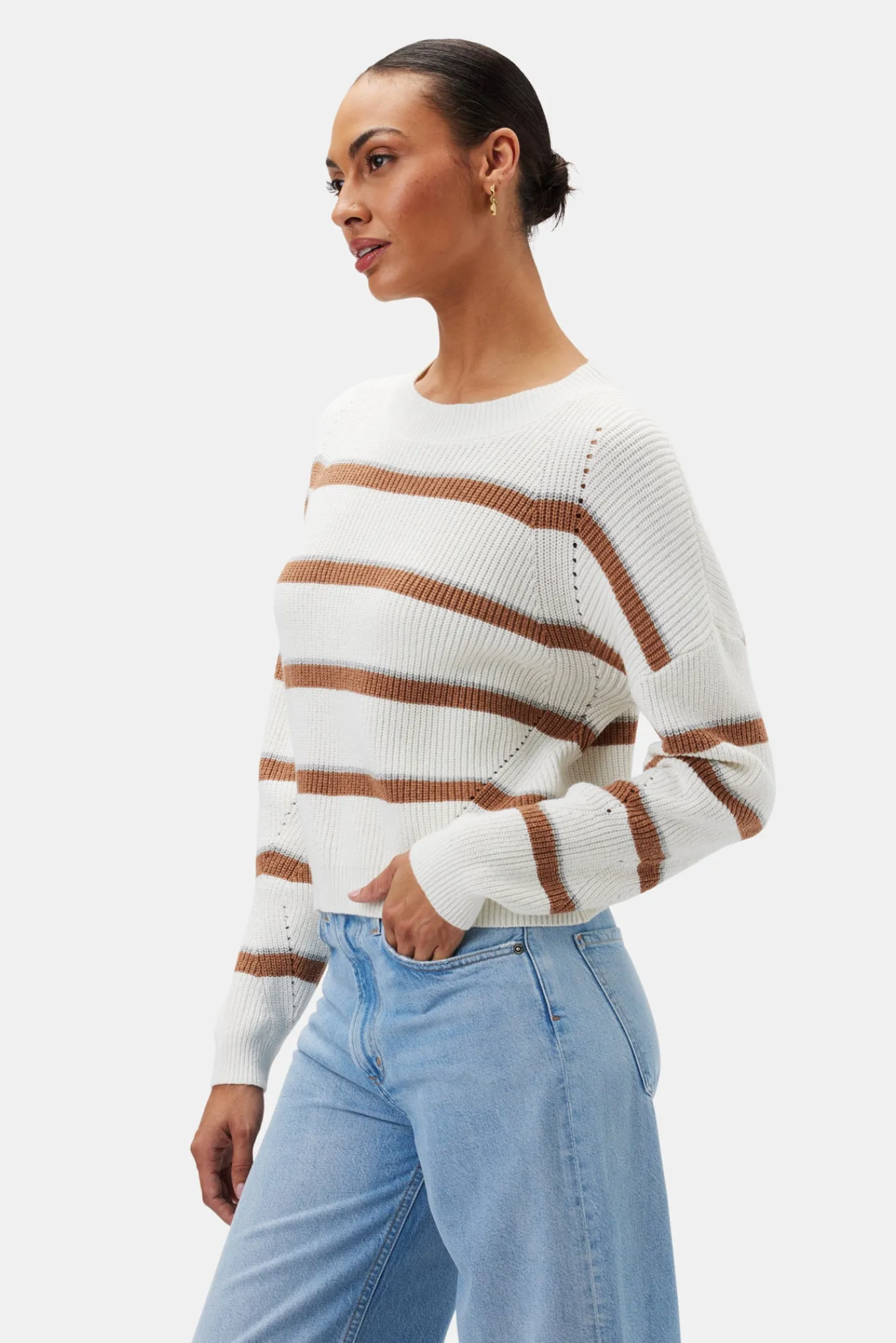 Amour Vert Emma Striped Sweater- Sweaters & Cardigans|Clearance
