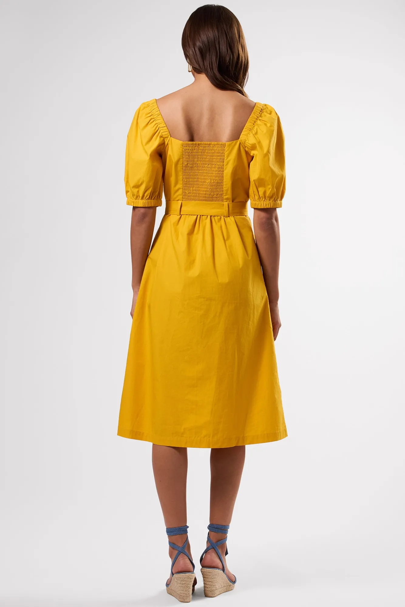 Amour Vert Square Neck Button Front Dress- Dresses|Clearance