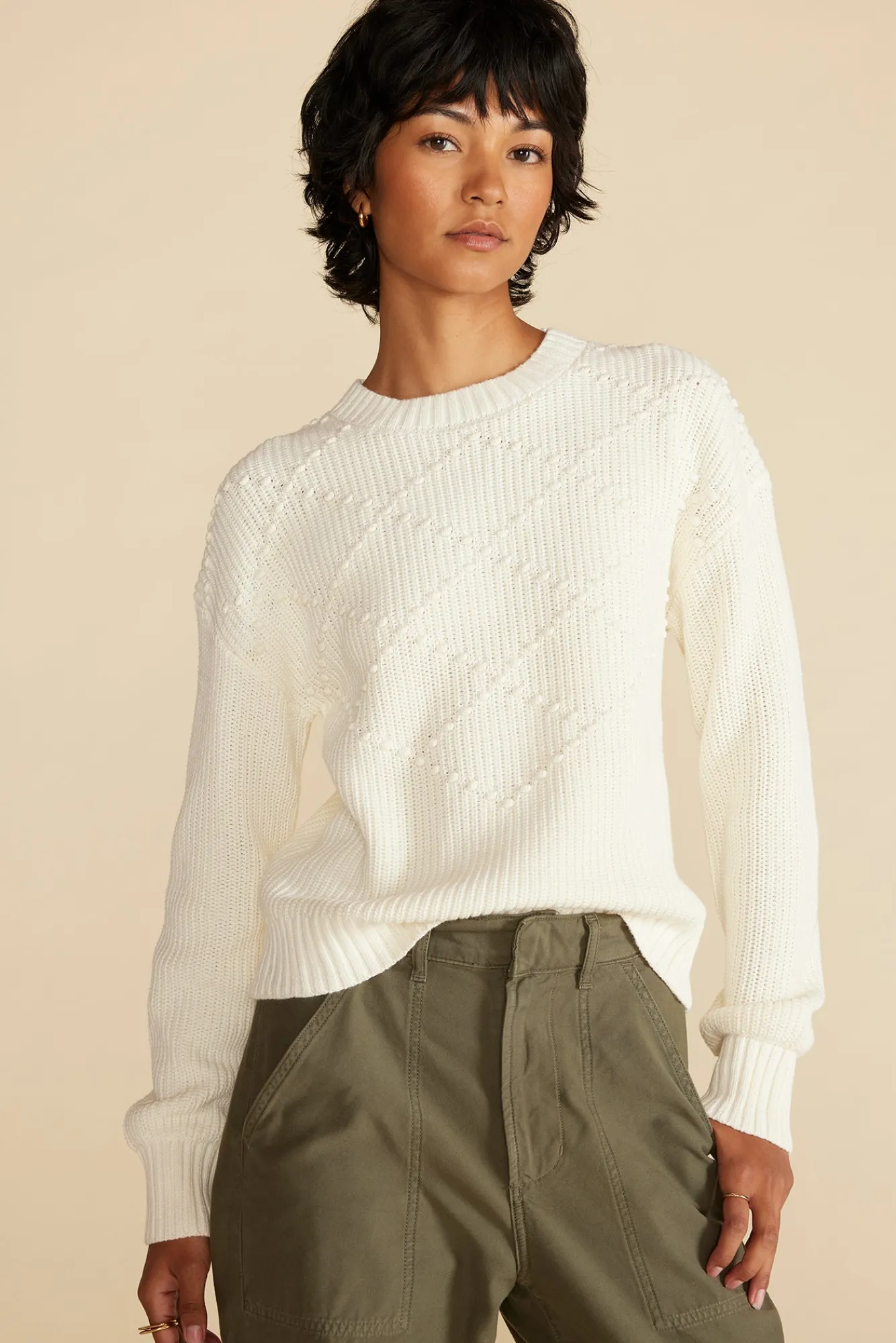 Amour Vert Madella Pom Pom Organic Cotton Sweater- Sweaters & Cardigans
