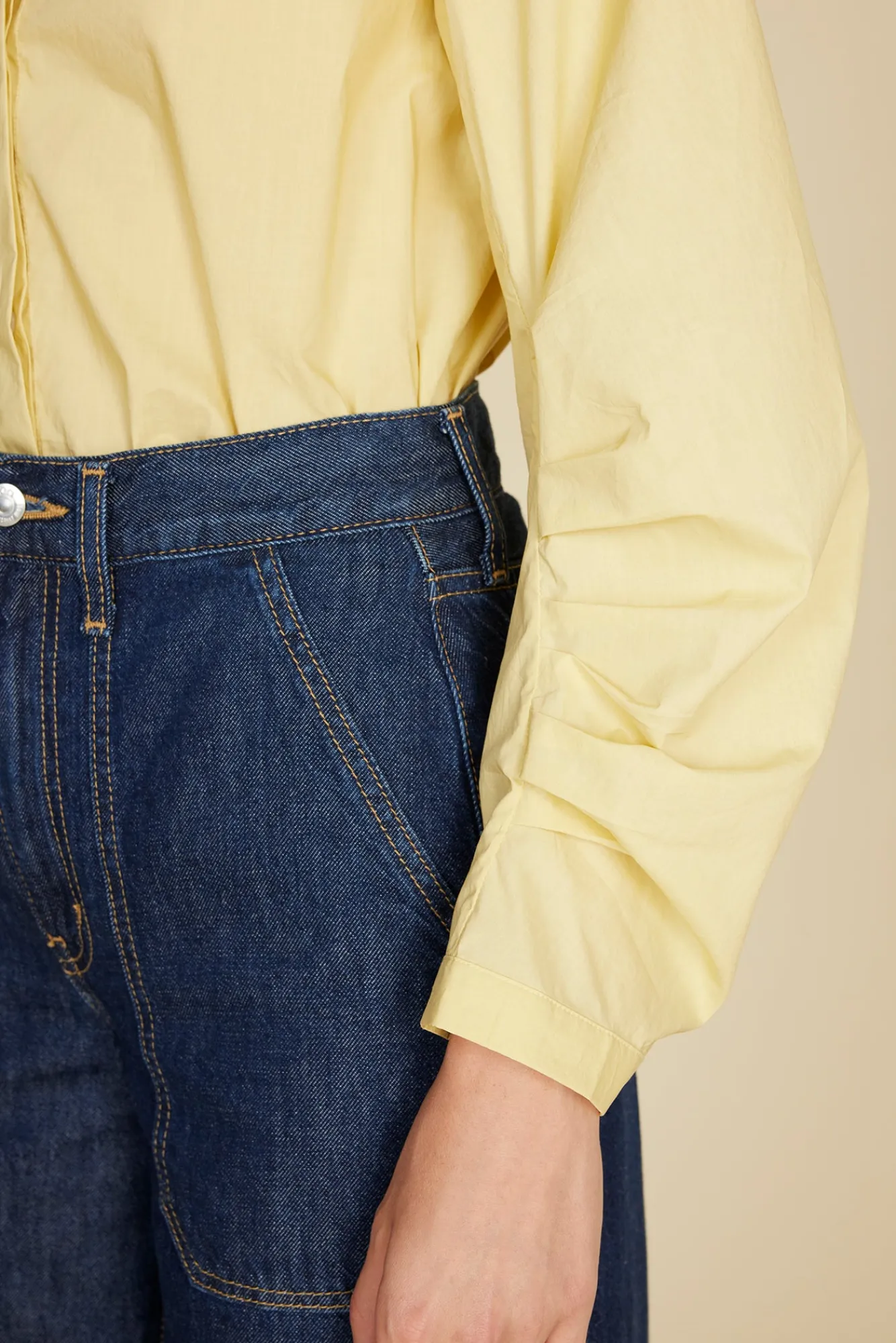 Amour Vert Averi Pleated Poplin Blouse- Blouses & Shirts|Tops