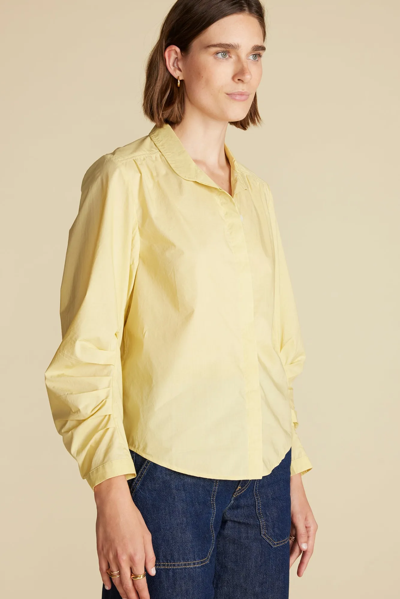 Amour Vert Averi Pleated Poplin Blouse- Blouses & Shirts|Tops