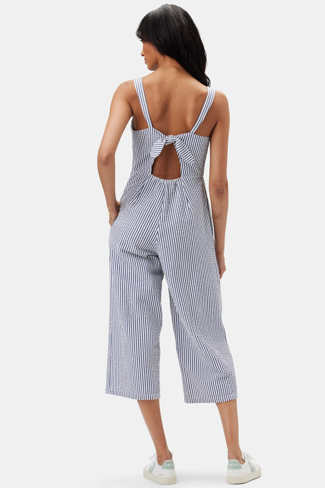 Amour Vert Taya Seersucker Jumpsuit- Jumpsuits|Clearance
