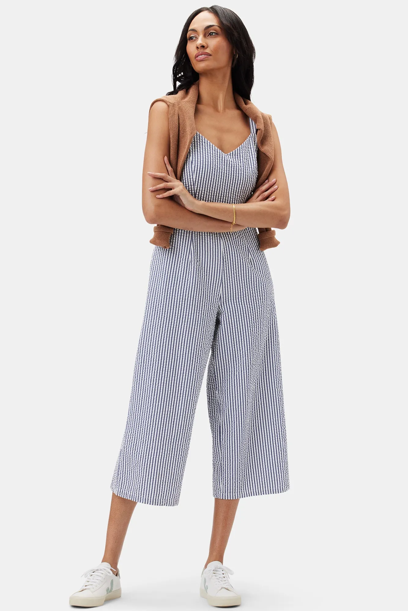 Amour Vert Taya Seersucker Jumpsuit- Jumpsuits|Clearance