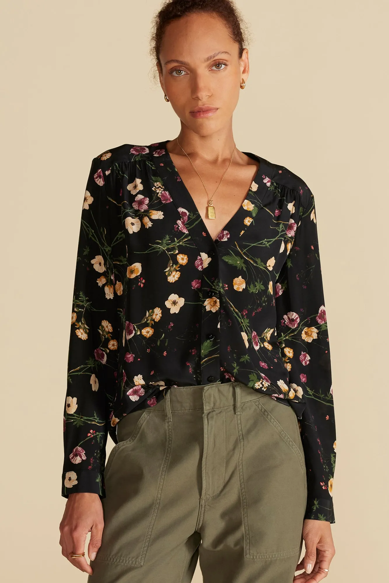 Amour Vert Kaya Washable Silk Blouse- Blouses & Shirts|Tops