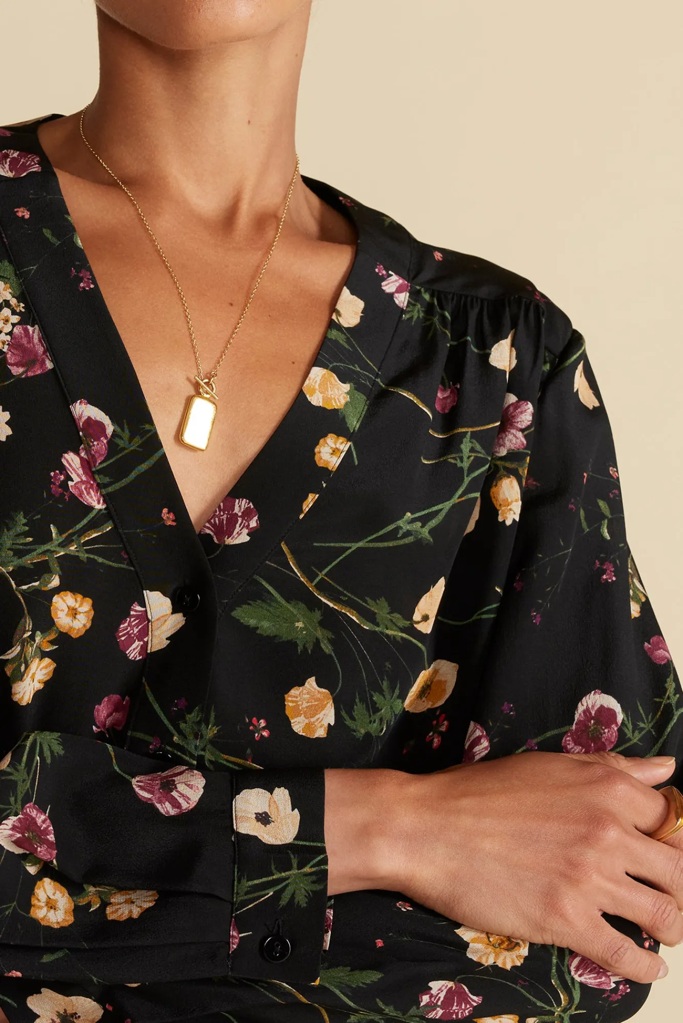 Amour Vert Kaya Washable Silk Blouse- Blouses & Shirts|Tops