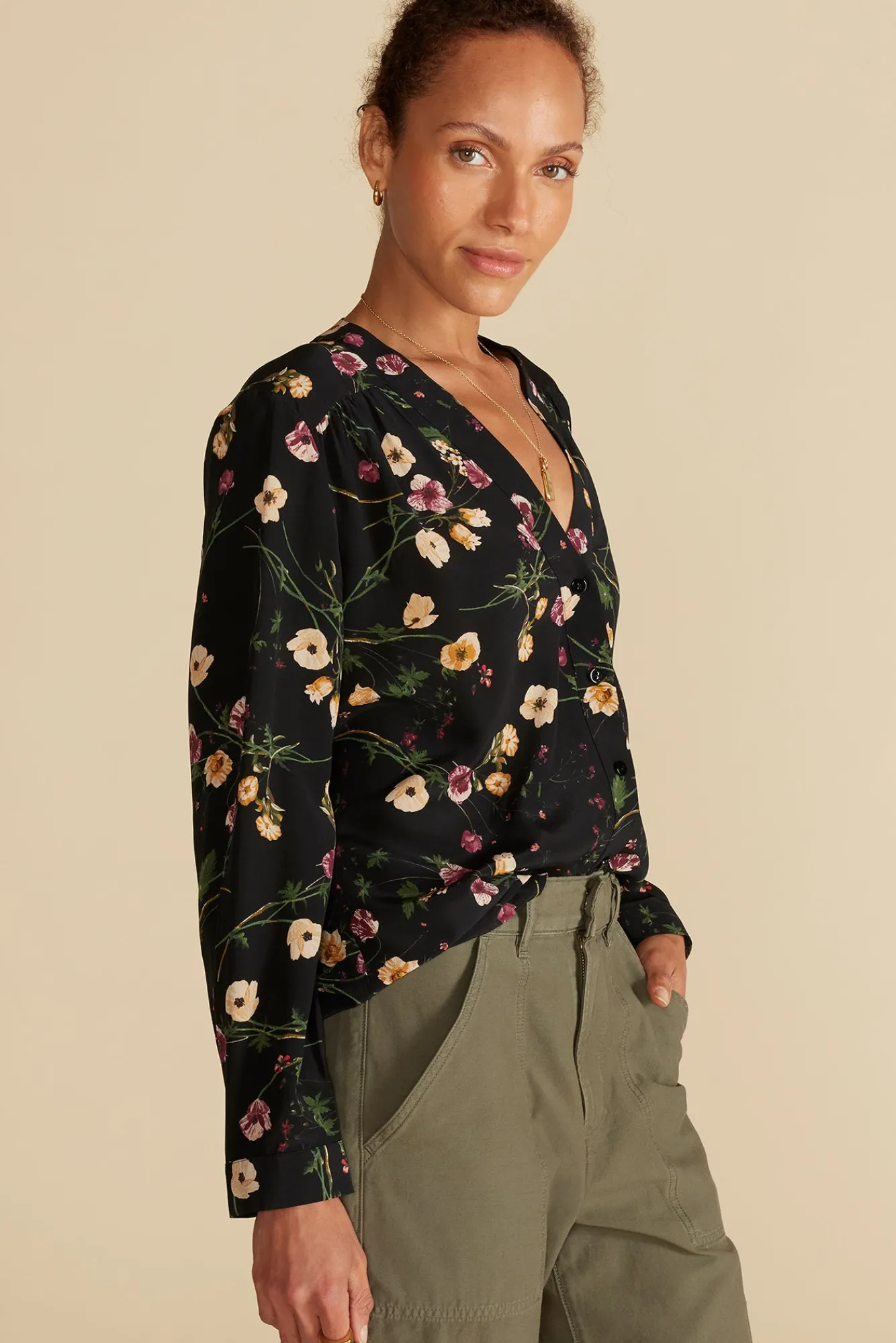 Amour Vert Kaya Washable Silk Blouse- Blouses & Shirts|Tops