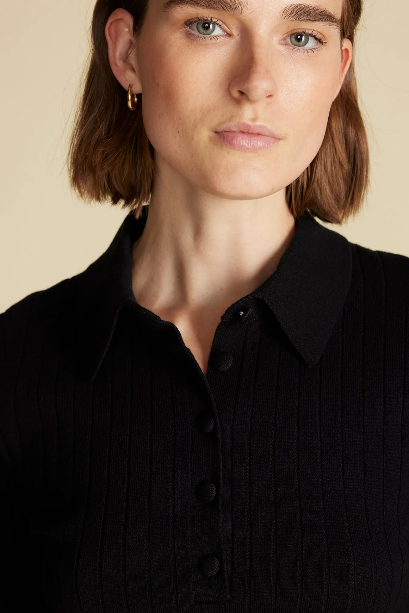 Amour Vert Lorraine Merino Wool Henley Sweater- Sweaters & Cardigans|Clearance