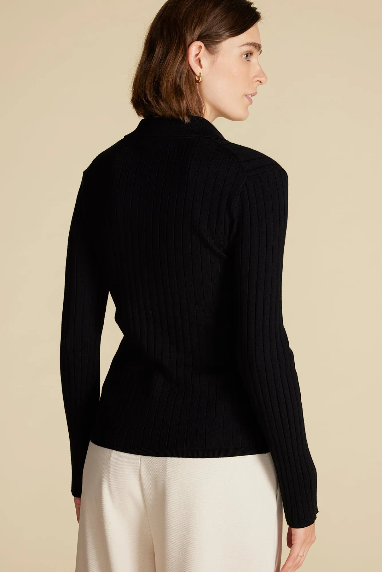 Amour Vert Lorraine Merino Wool Henley Sweater- Sweaters & Cardigans|Clearance