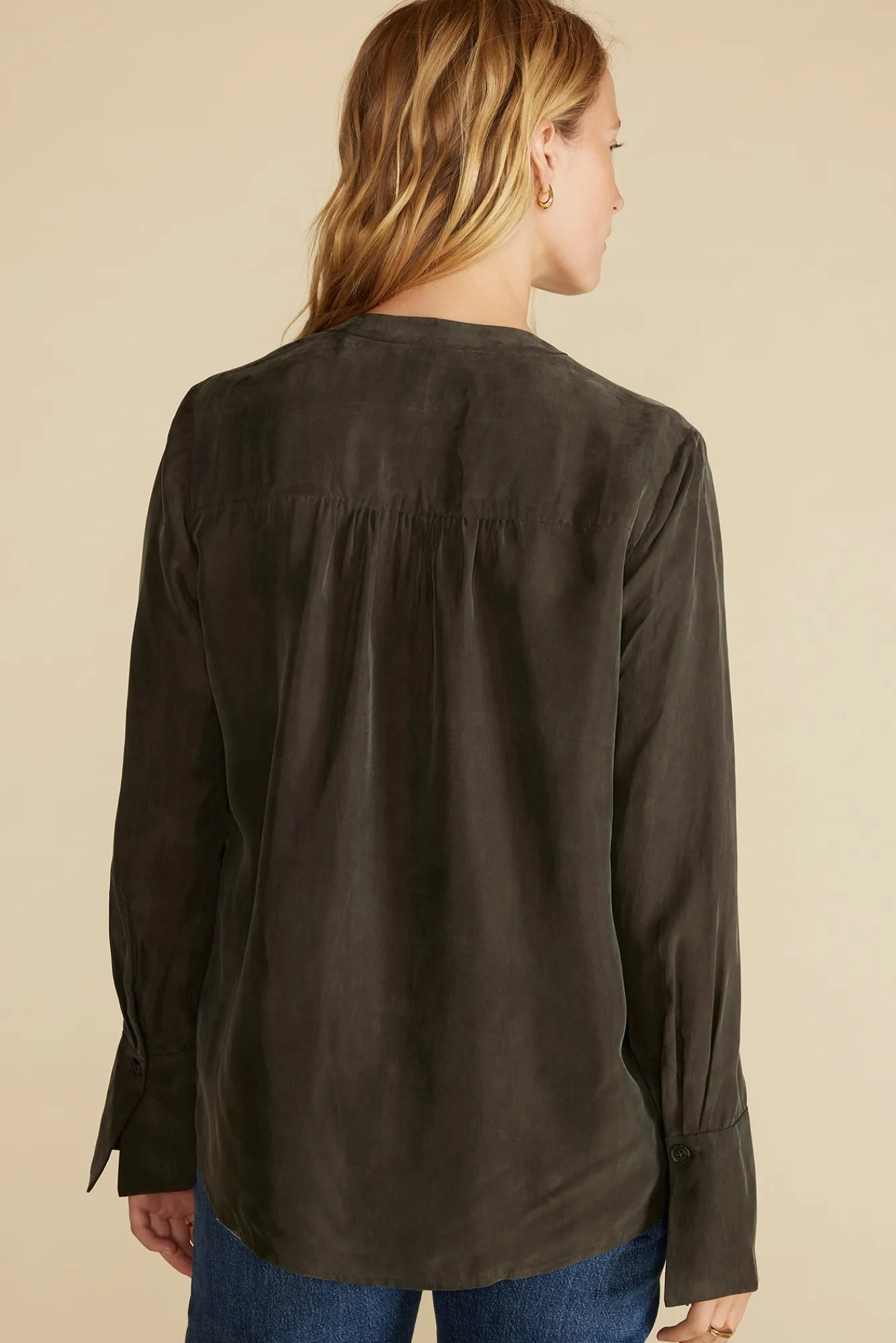 Amour Vert Dree Cupro V Neck Blouse- Blouses & Shirts|Tops