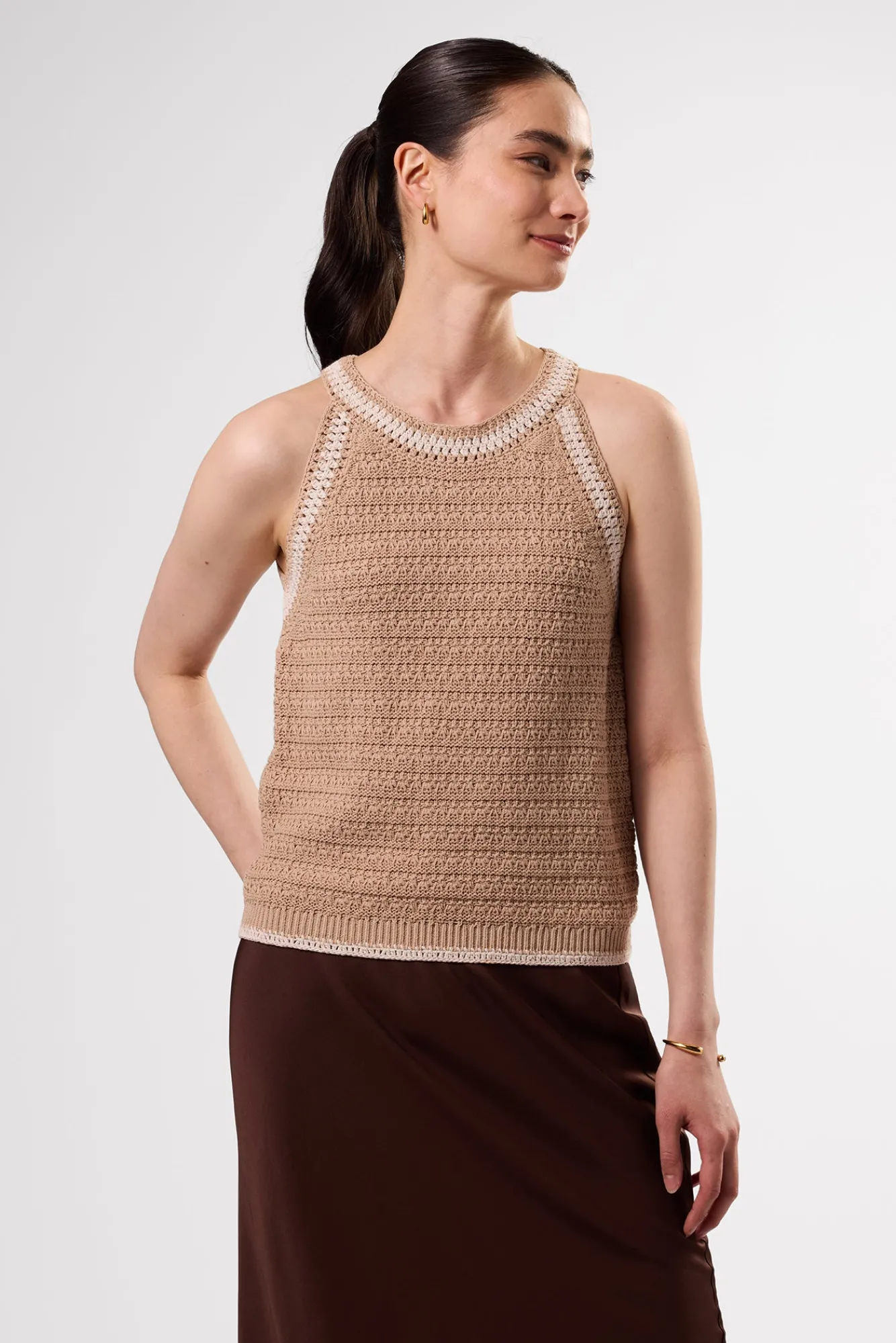 Amour Vert Texture Halter- Tops|Clearance