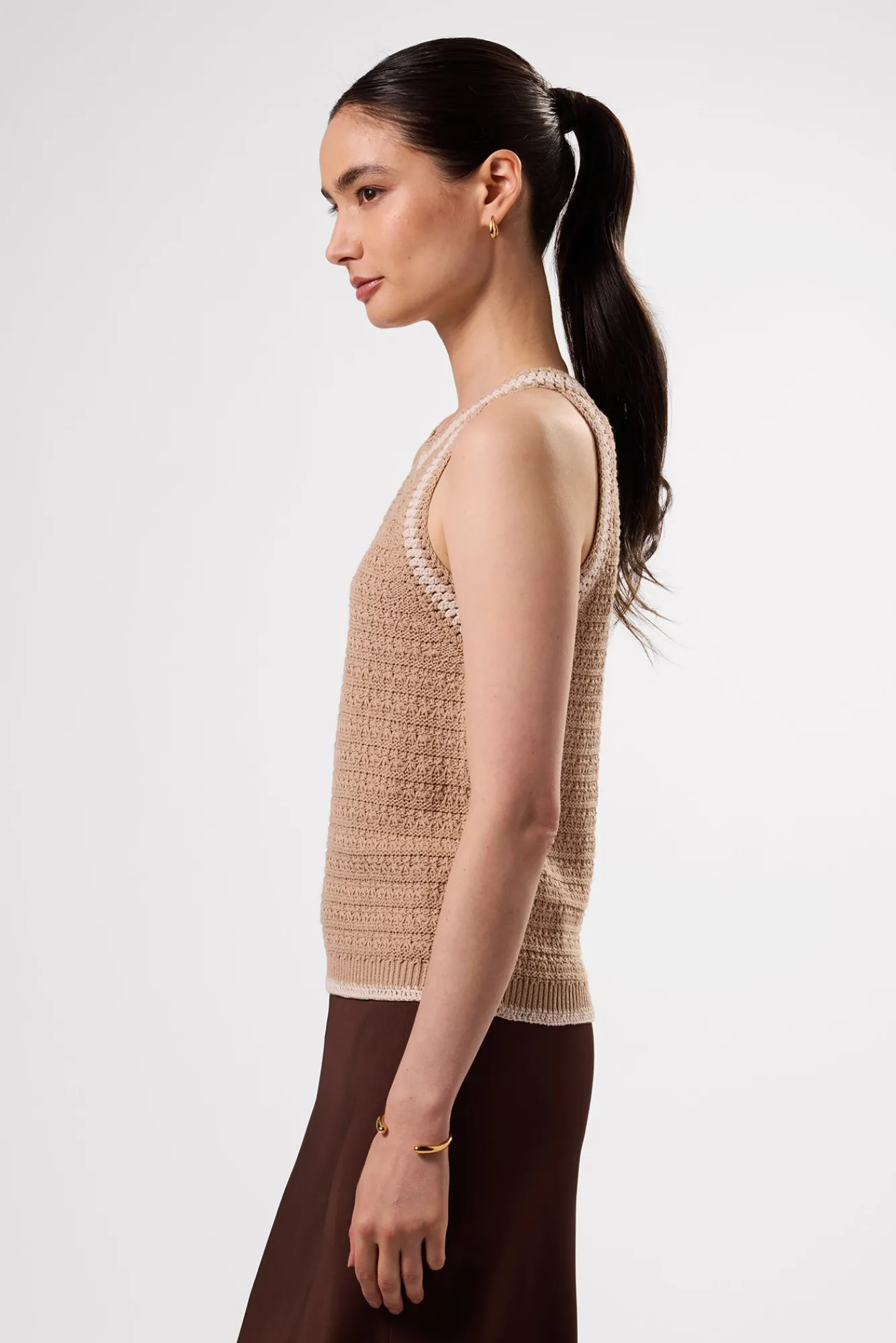 Amour Vert Texture Halter- Tops|Clearance