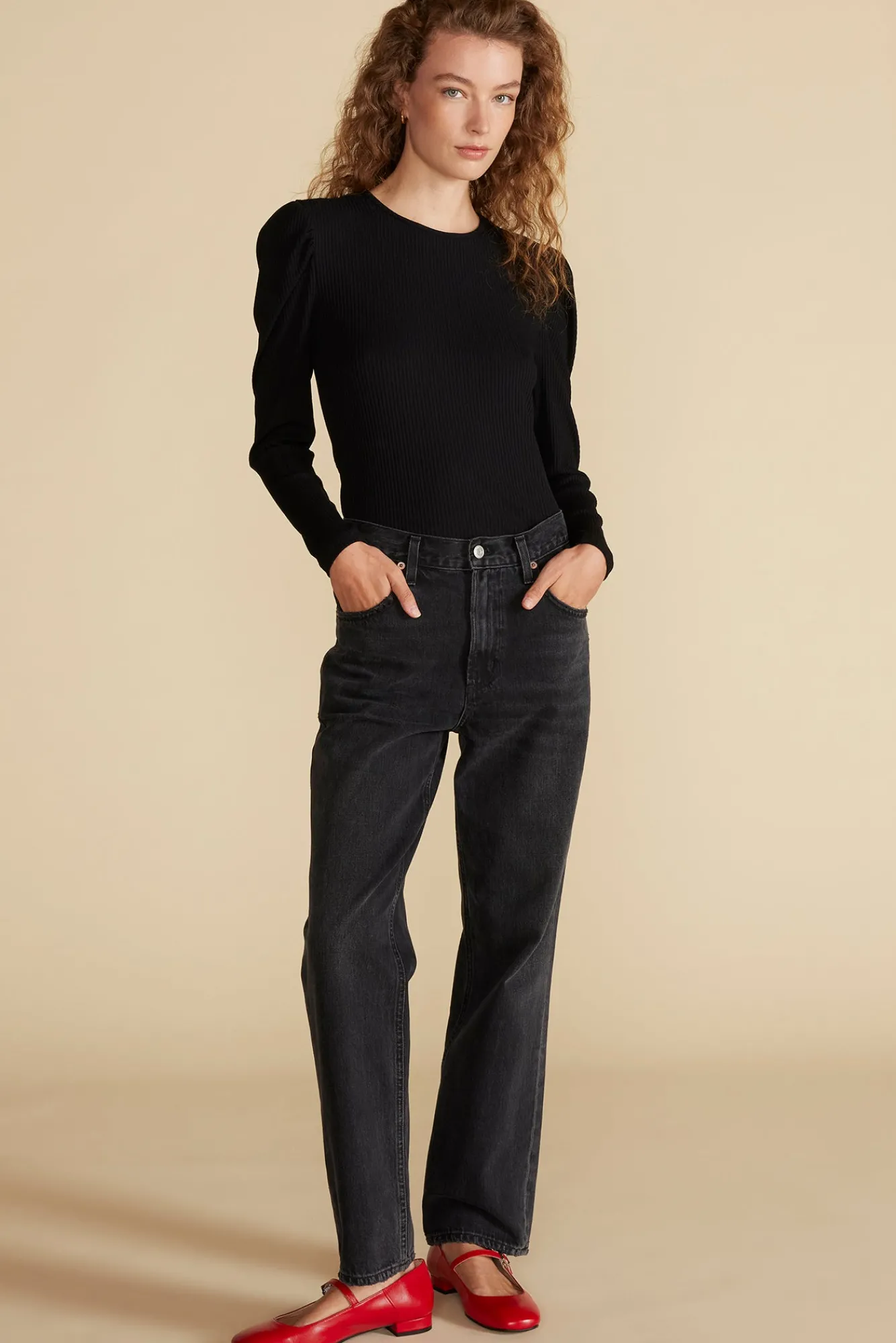 Amour Vert Reine Paris Rib Top- Tops