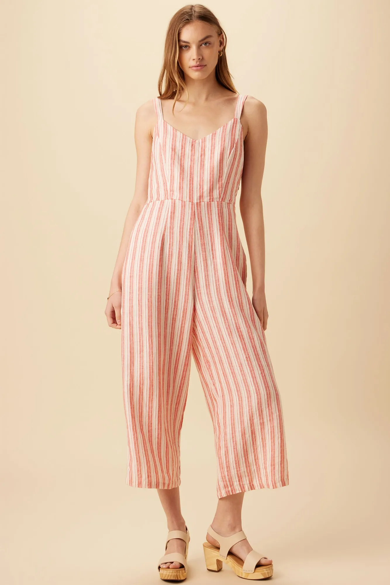 Amour Vert Taya Linen Jumpsuit- Jumpsuits|Clearance