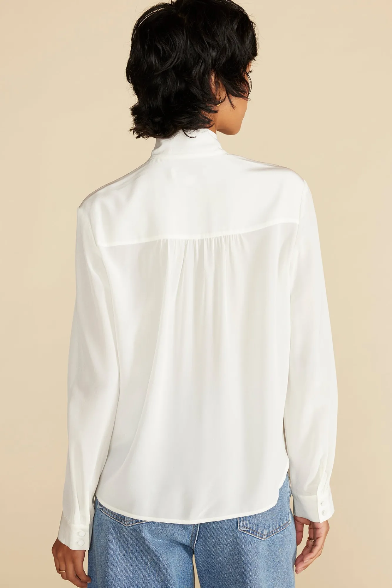 Amour Vert Milla Washable Silk Bow Blouse- Blouses & Shirts|Tops