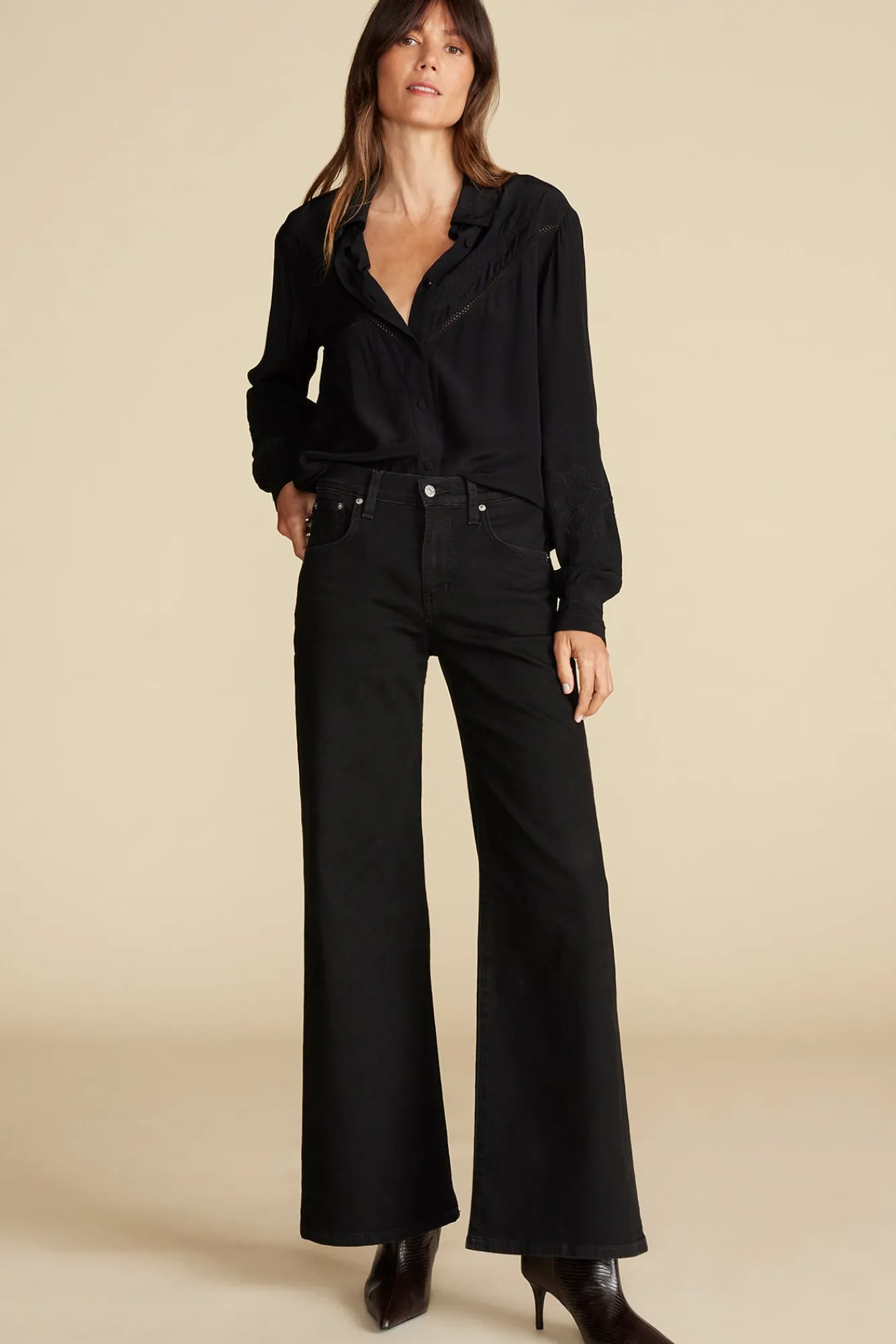 Amour Vert Melisande Embroidered Crepe Blouse- Blouses & Shirts|Tops