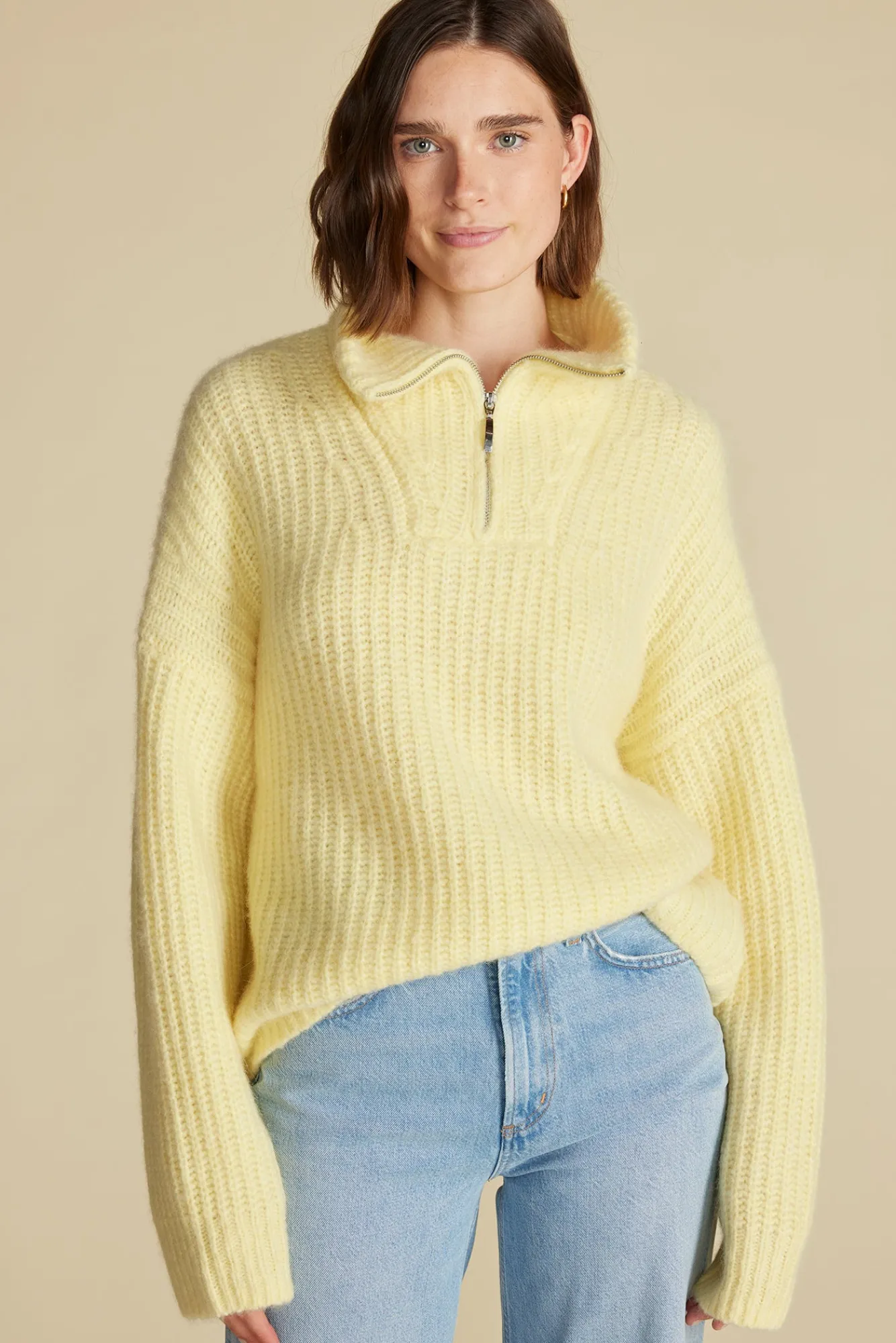 Amour Vert Veronique Chunky Half Zip Pullover Sweater- Sweaters & Cardigans|Clearance