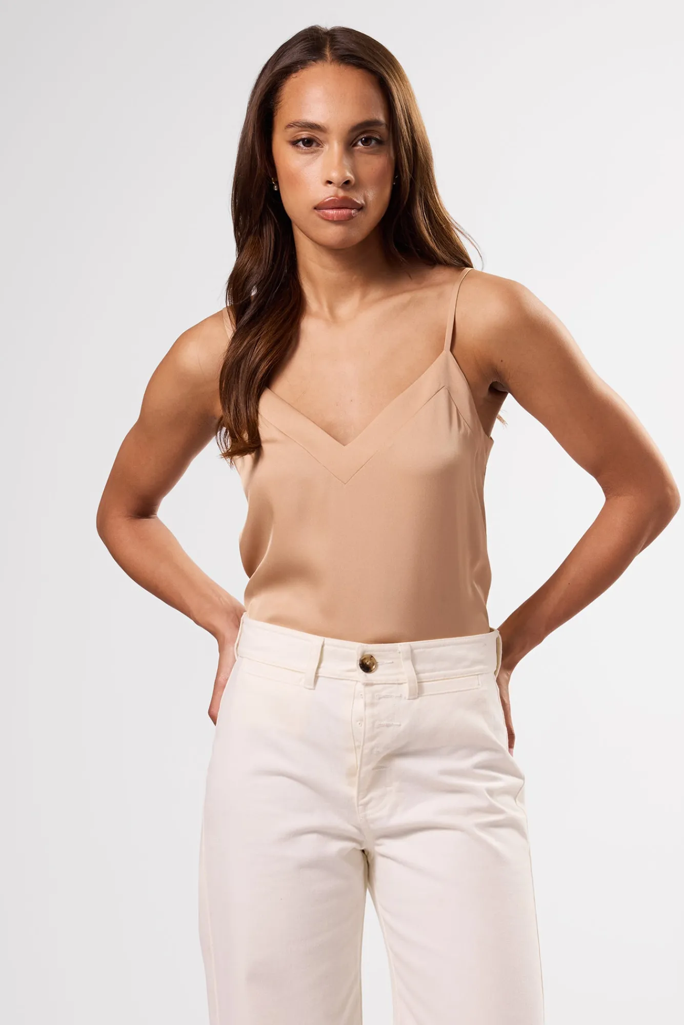 Amour Vert Barlow Stretch Silk Tank- Tops|Clearance