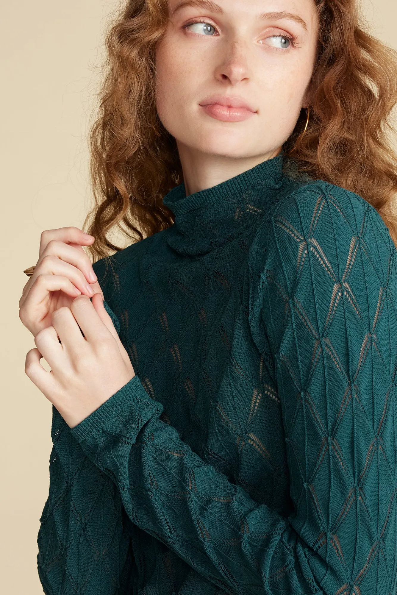 Amour Vert Chaney Diamond Pointelle Top- Tops