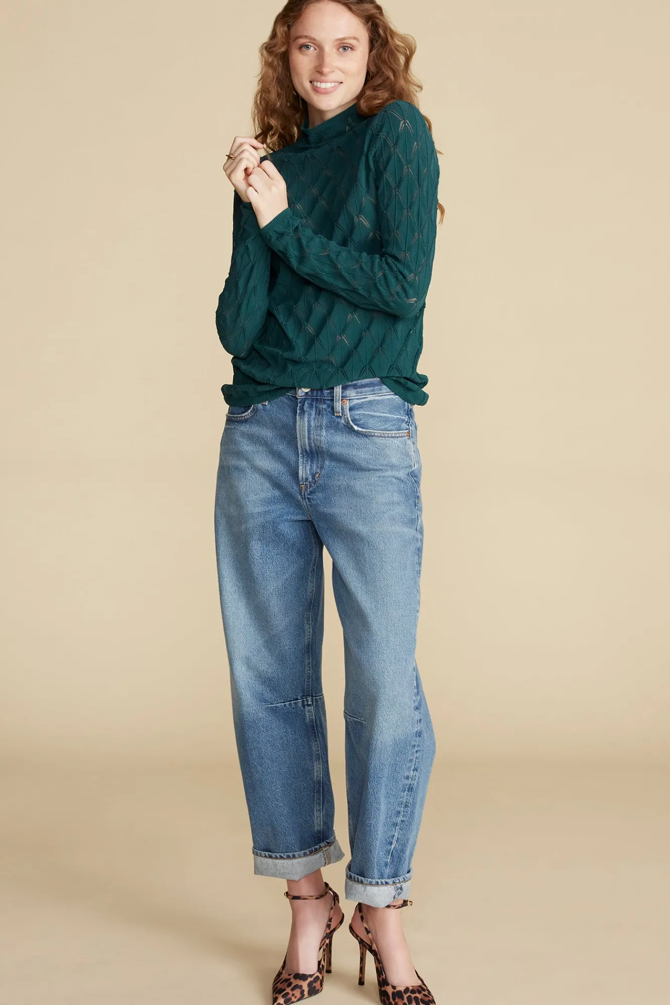 Amour Vert Chaney Diamond Pointelle Top- Tops