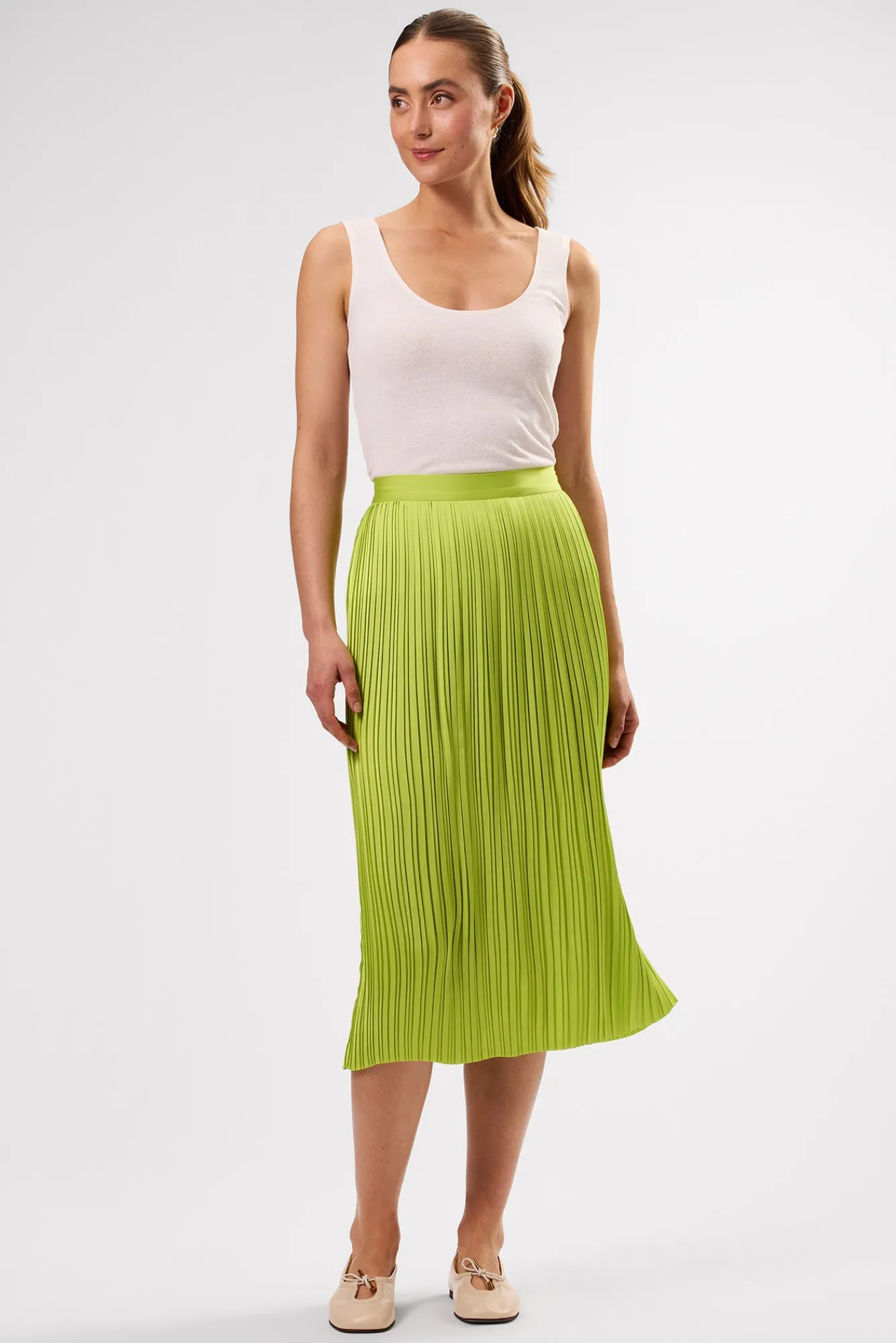 Amour Vert Blaze Pleated Recycled Sateen Skirt- Skirts|Clearance