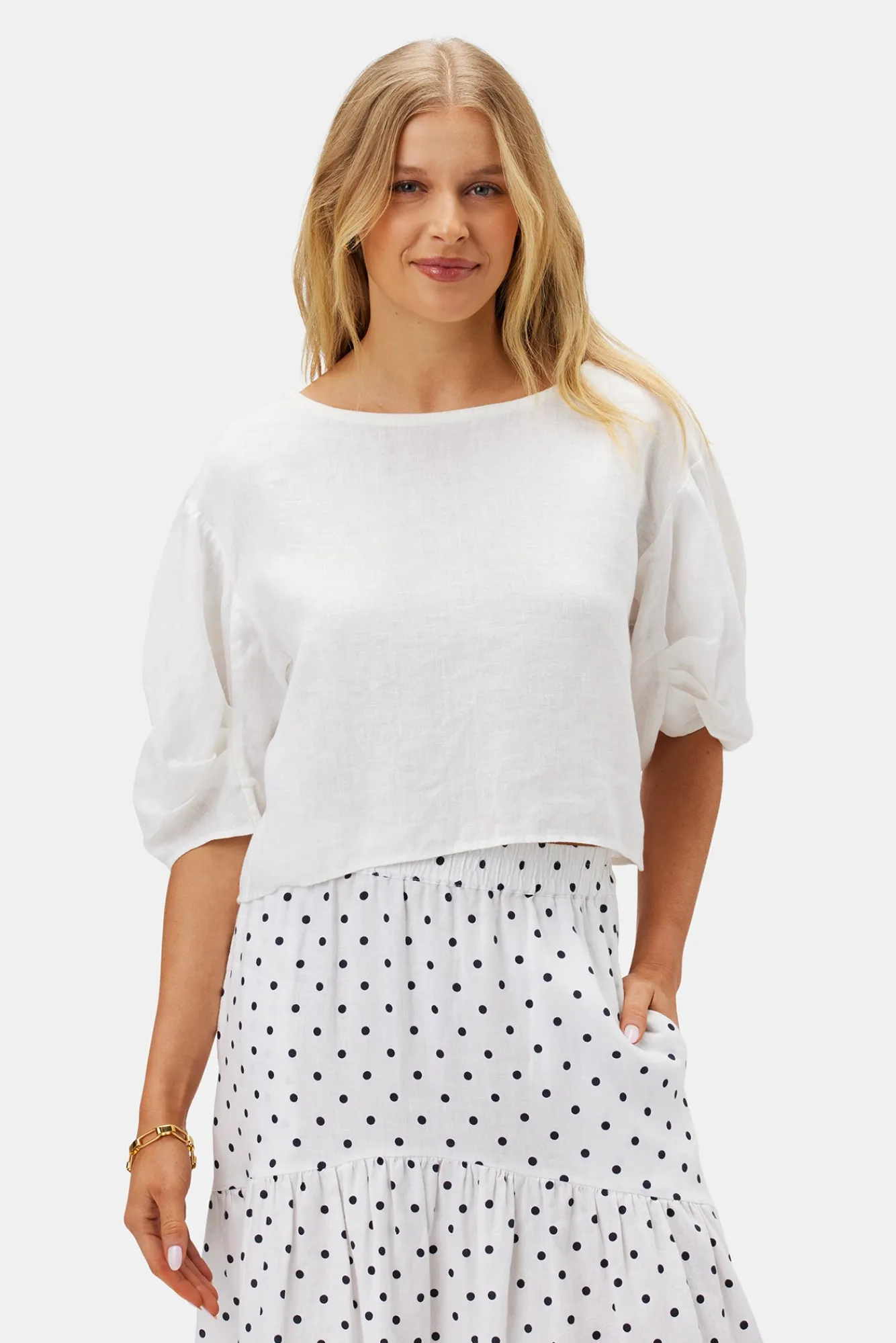 Amour Vert Lilly Pilly Leia Organic Linen Top- Tops|Clearance