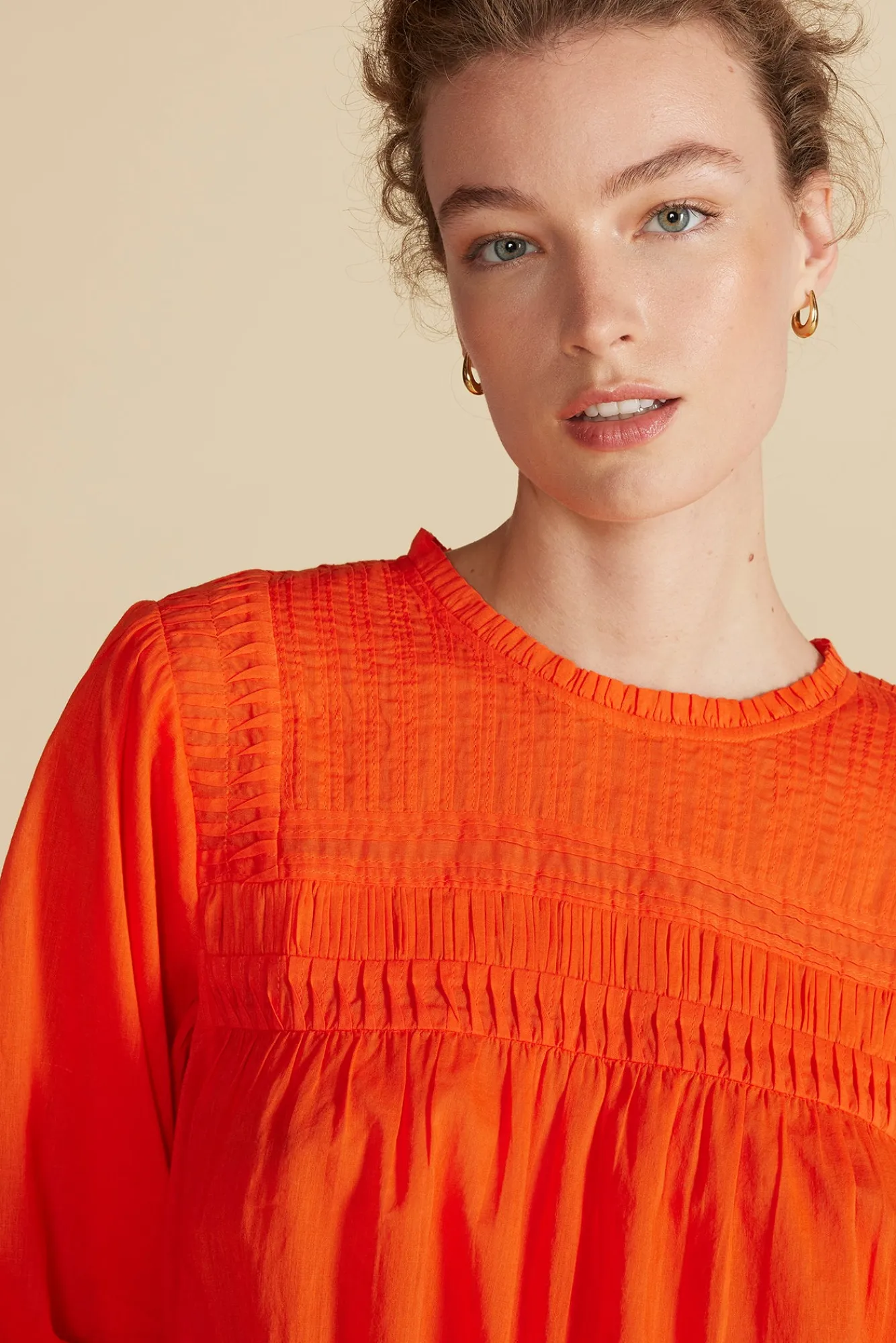 Amour Vert Aida Long Sleeve Organic Cotton Blouse- Blouses & Shirts|Tops