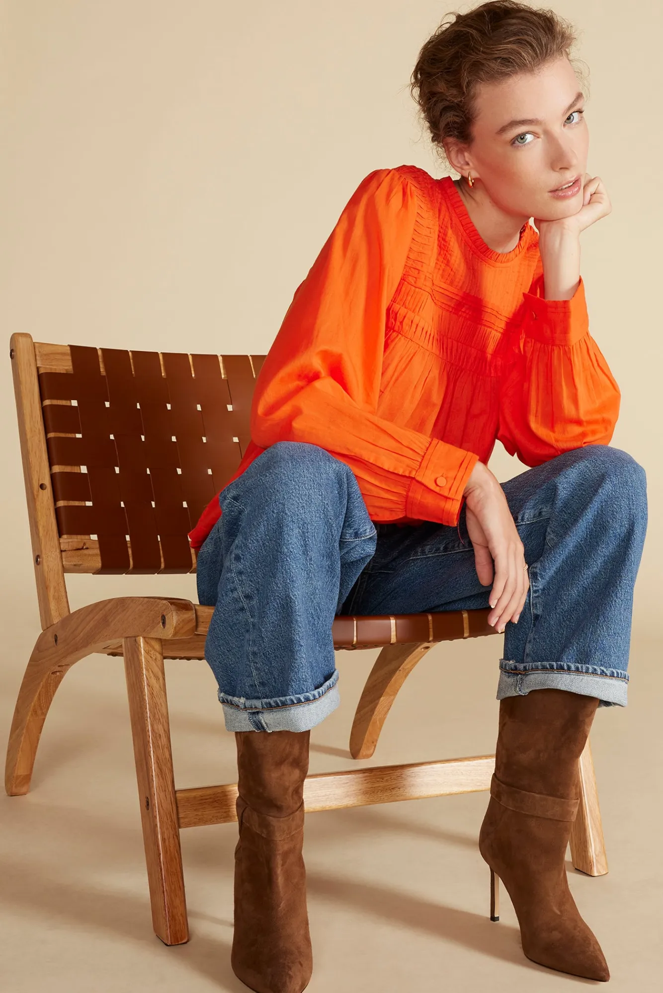 Amour Vert Aida Long Sleeve Organic Cotton Blouse- Blouses & Shirts|Tops