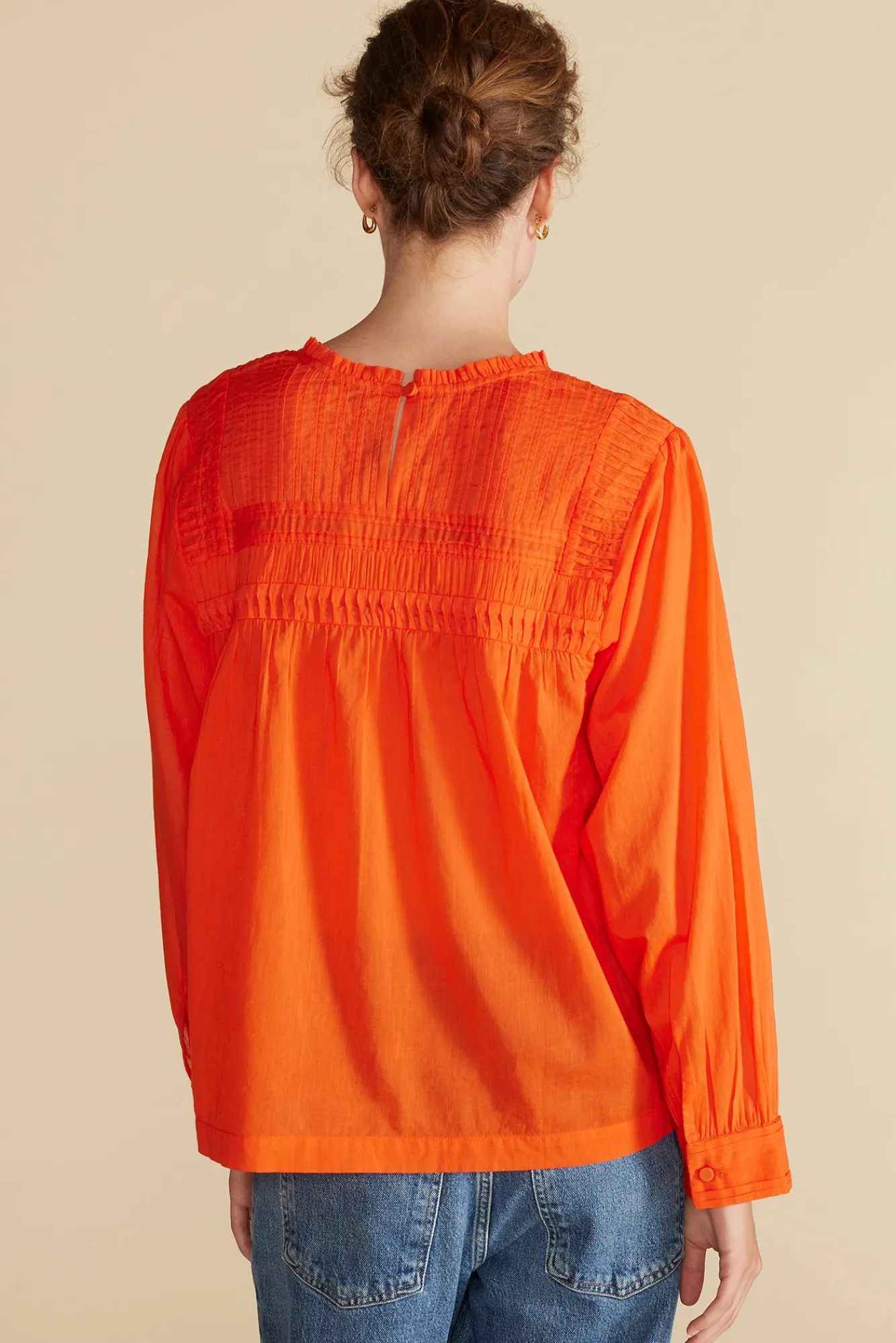 Amour Vert Aida Long Sleeve Organic Cotton Blouse- Blouses & Shirts|Tops