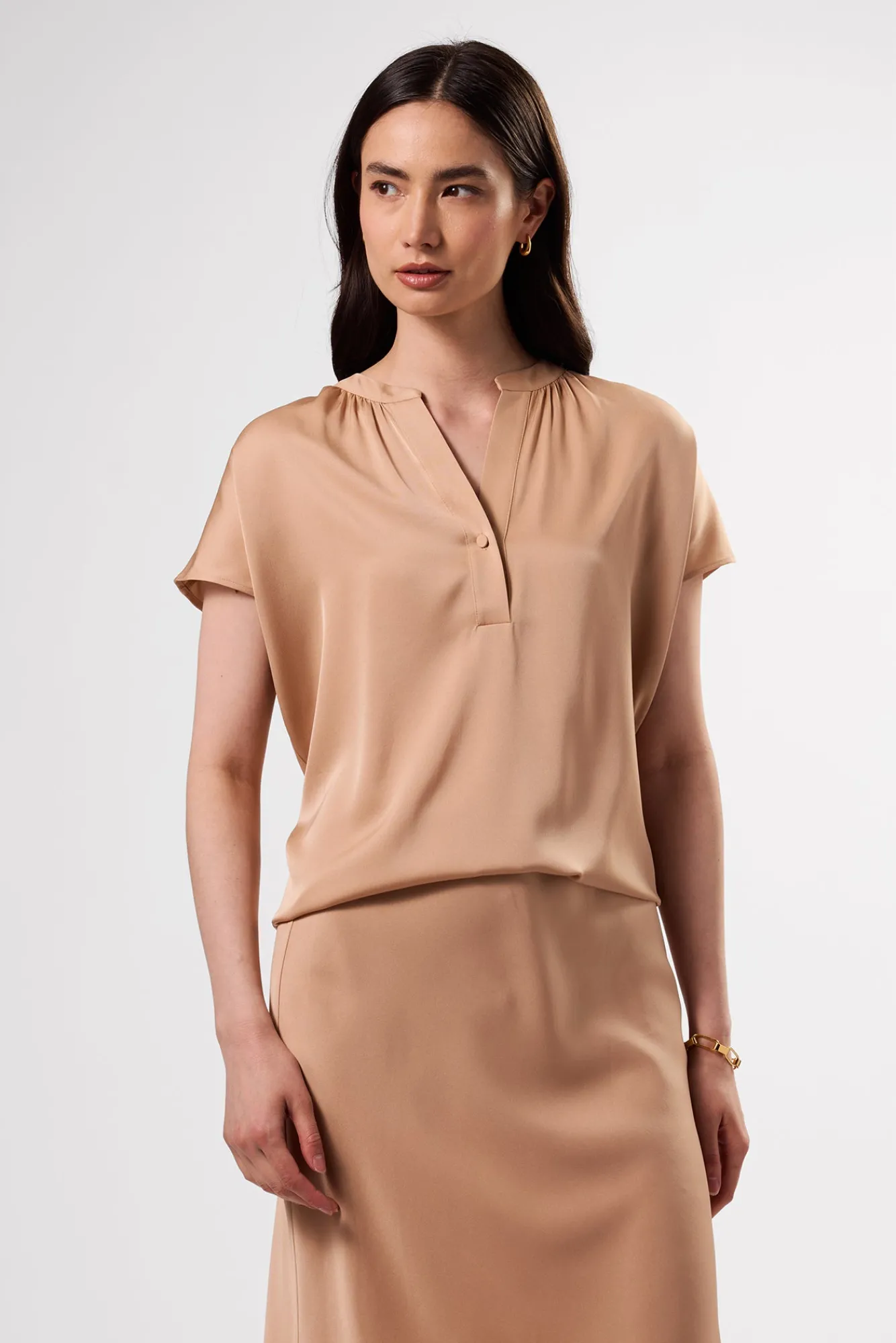 Amour Vert Renata Stretch Silk Blouse- Blouses & Shirts|Tops