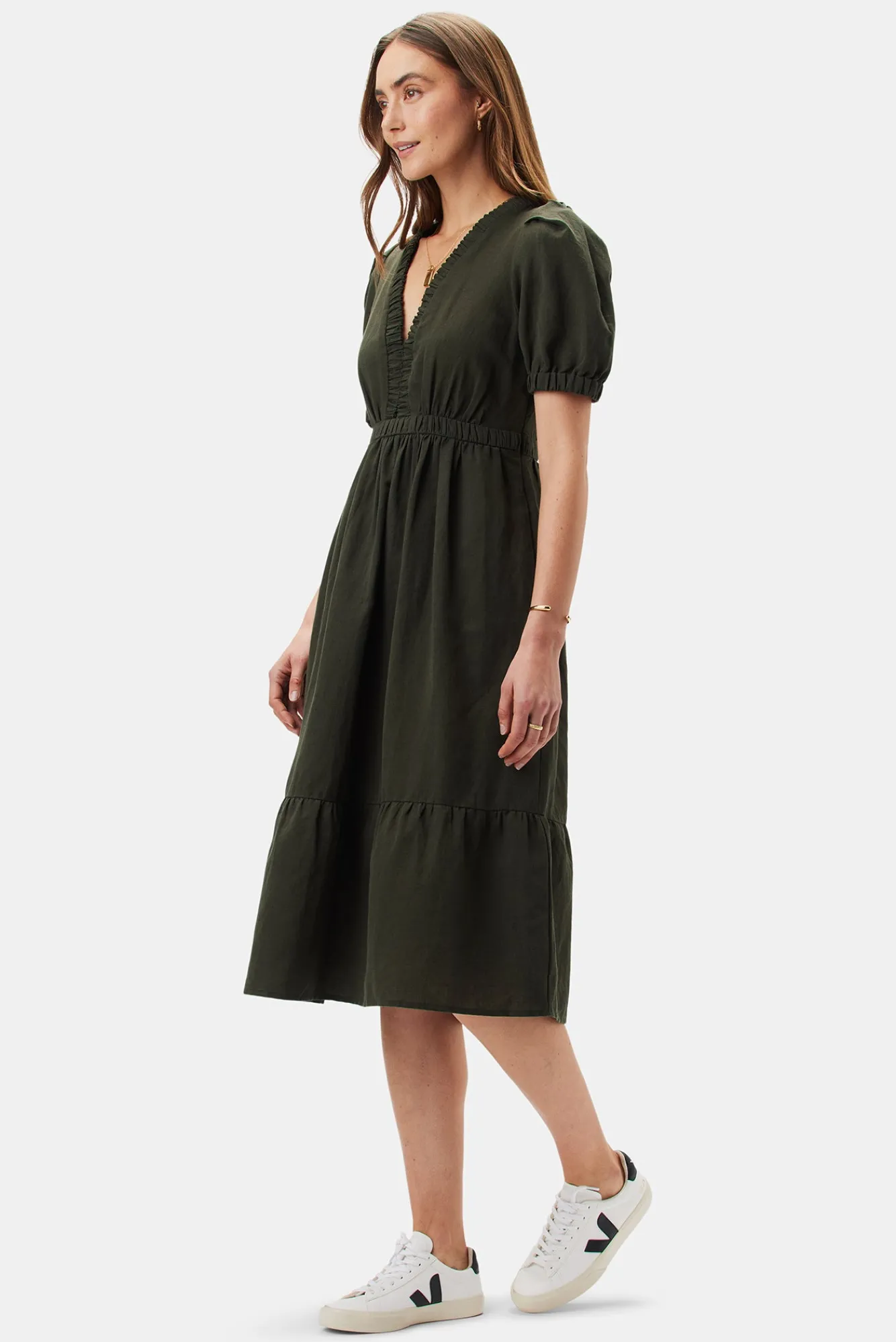Amour Vert Danielle Cotton Linen Dress- Dresses|Clearance
